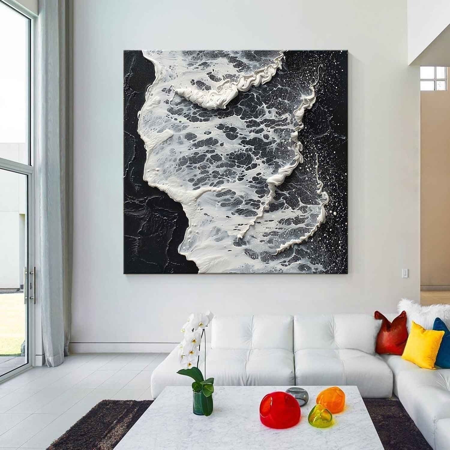 Wall Art Monochrome Ocean Foam - Neutralighting