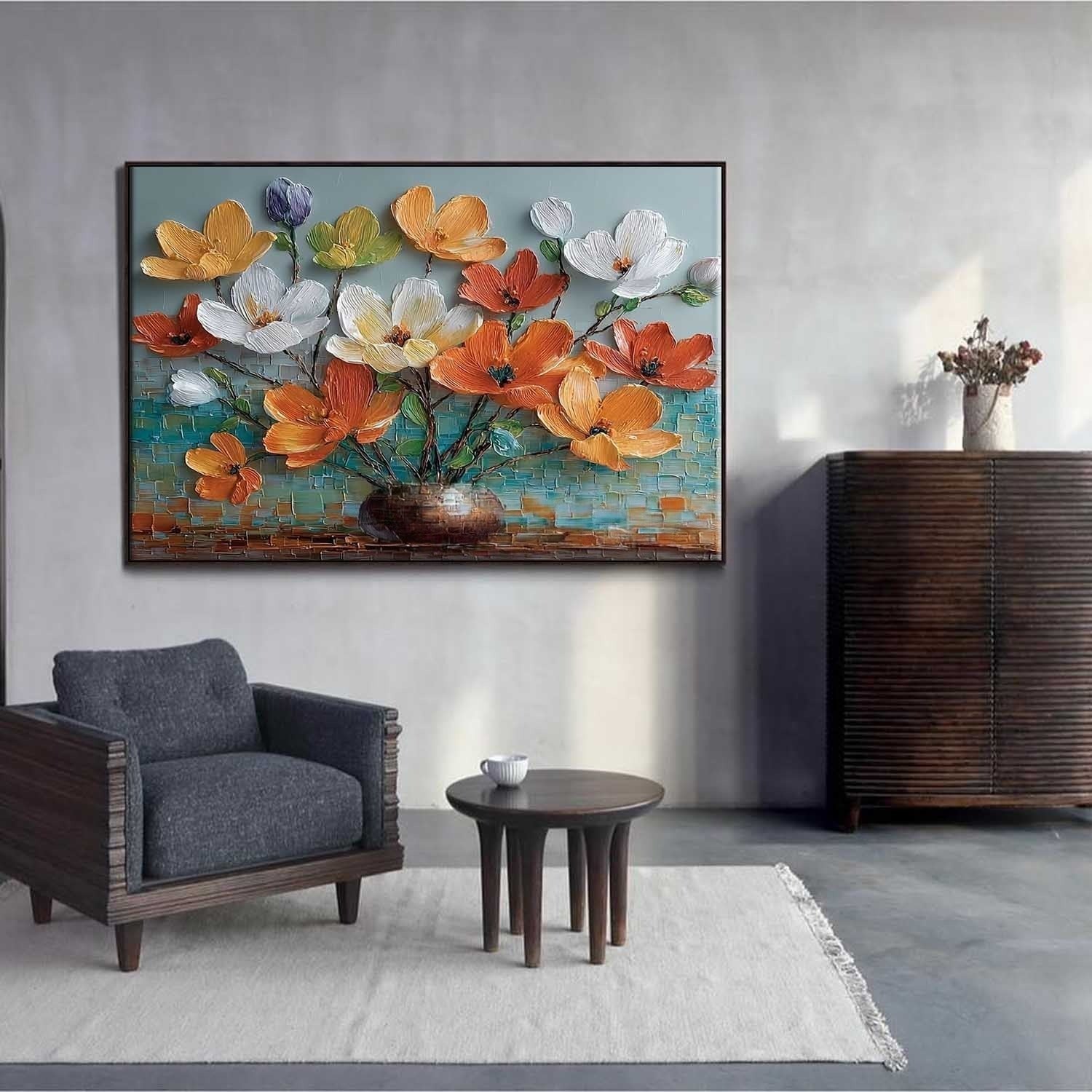 Vibrant Floral Bouquet 3D Impasto Painting - Neutralighting