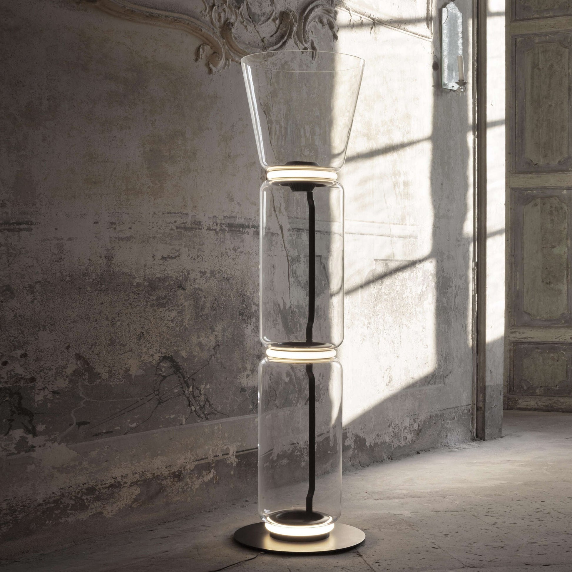 Cyrilys Floor Lamp Bamboo Glass-Neutral Decor