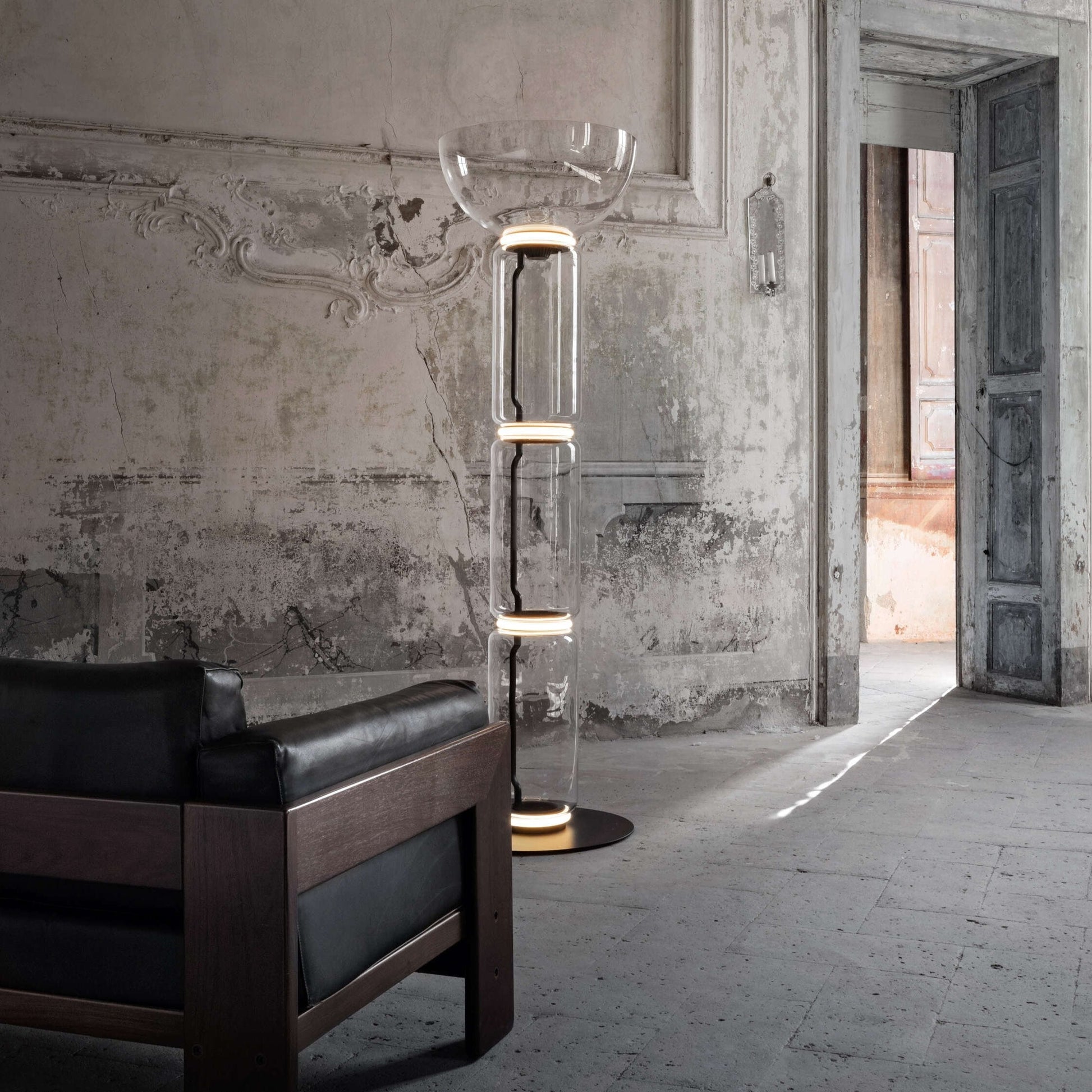 Cyrilys Floor Lamp Bamboo Glass-Neutral Decor