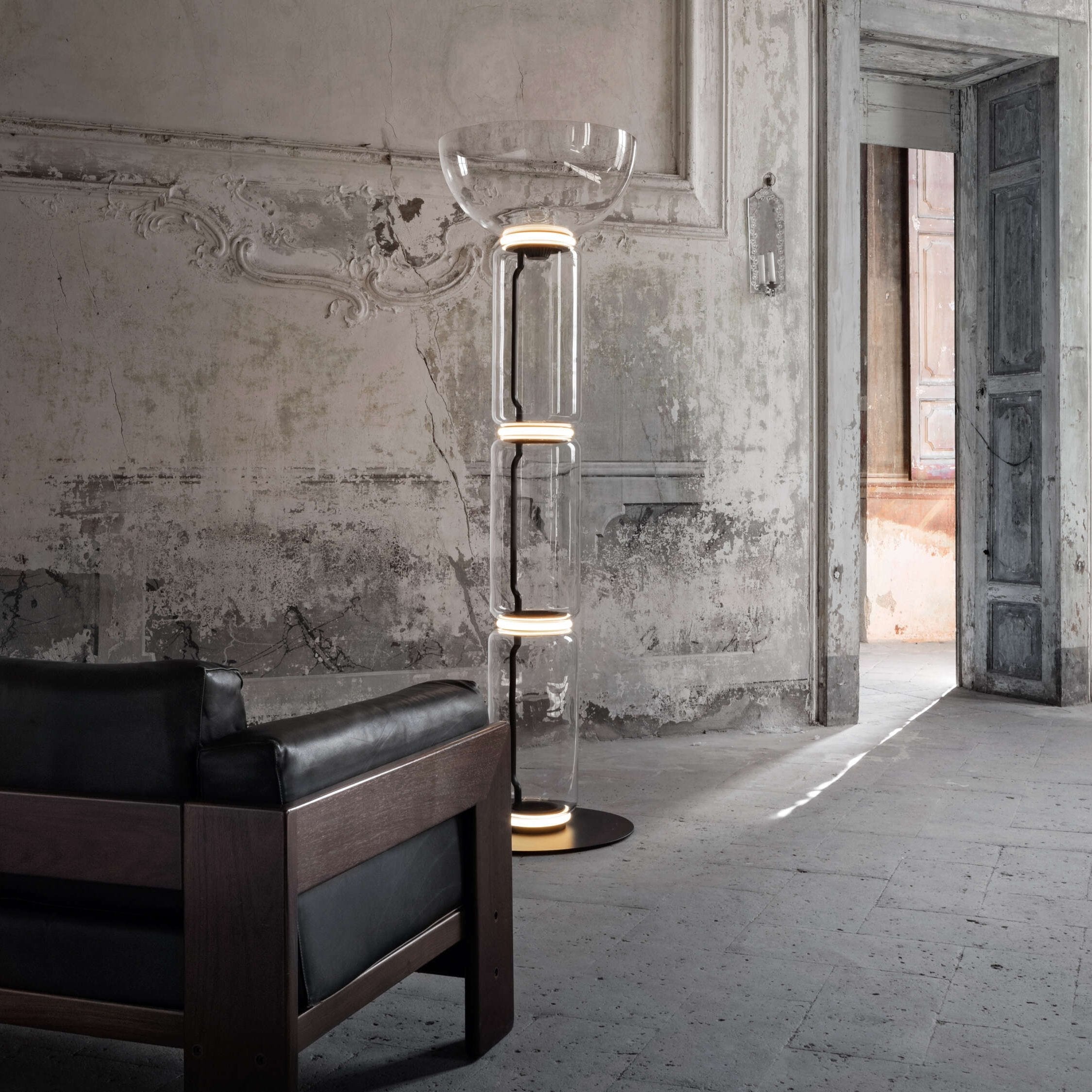 Cyrilys Floor Lamp Bamboo Glass-Neutral Decor