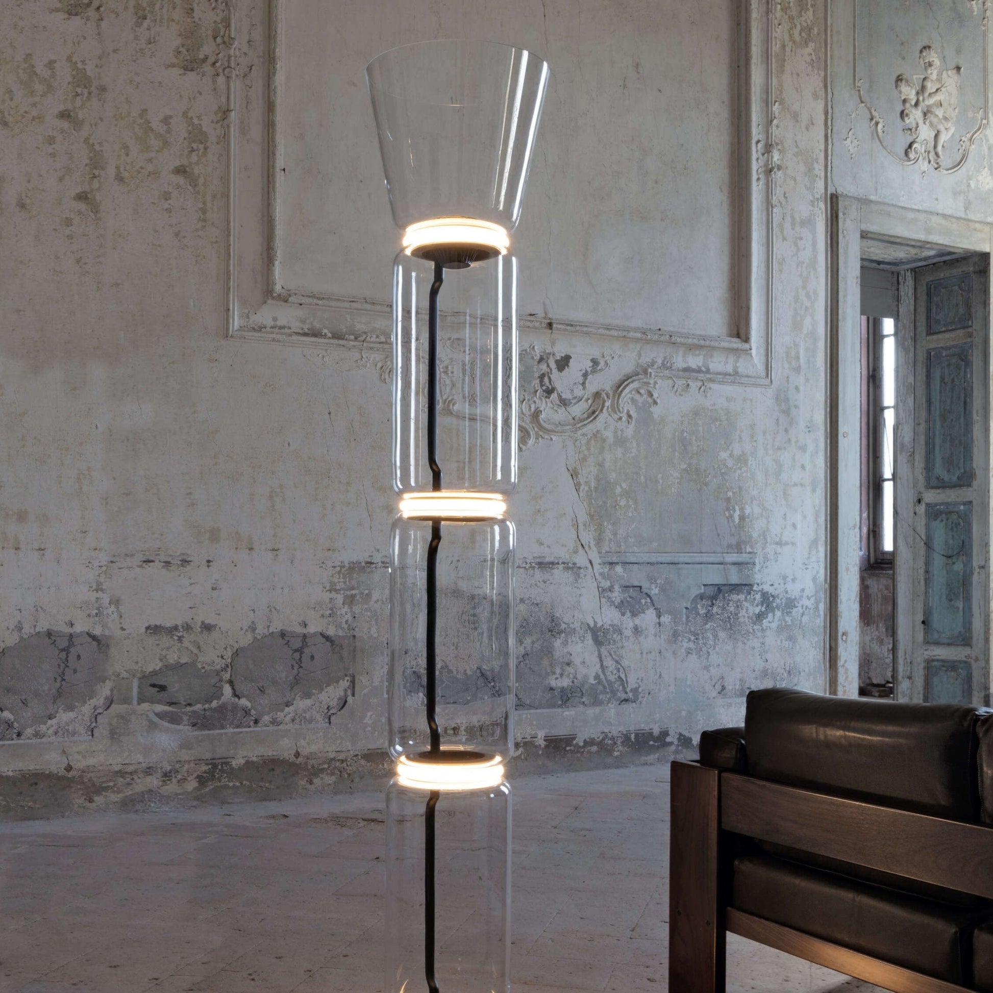 Cyrilys Floor Lamp Bamboo Glass-Neutral Decor