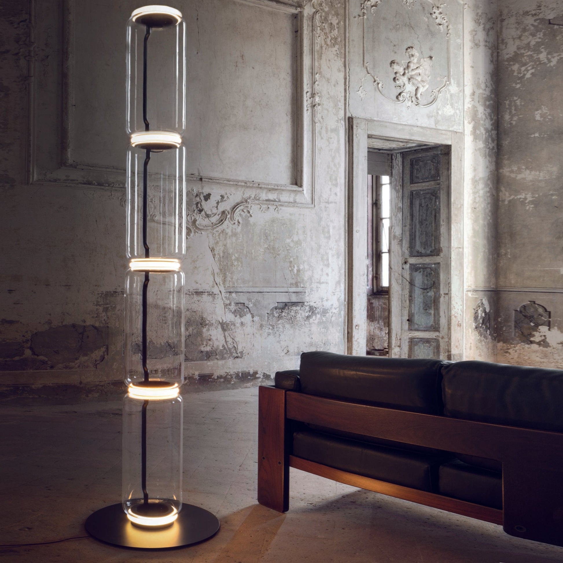 Cyrilys Floor Lamp Bamboo Glass-Neutral Decor