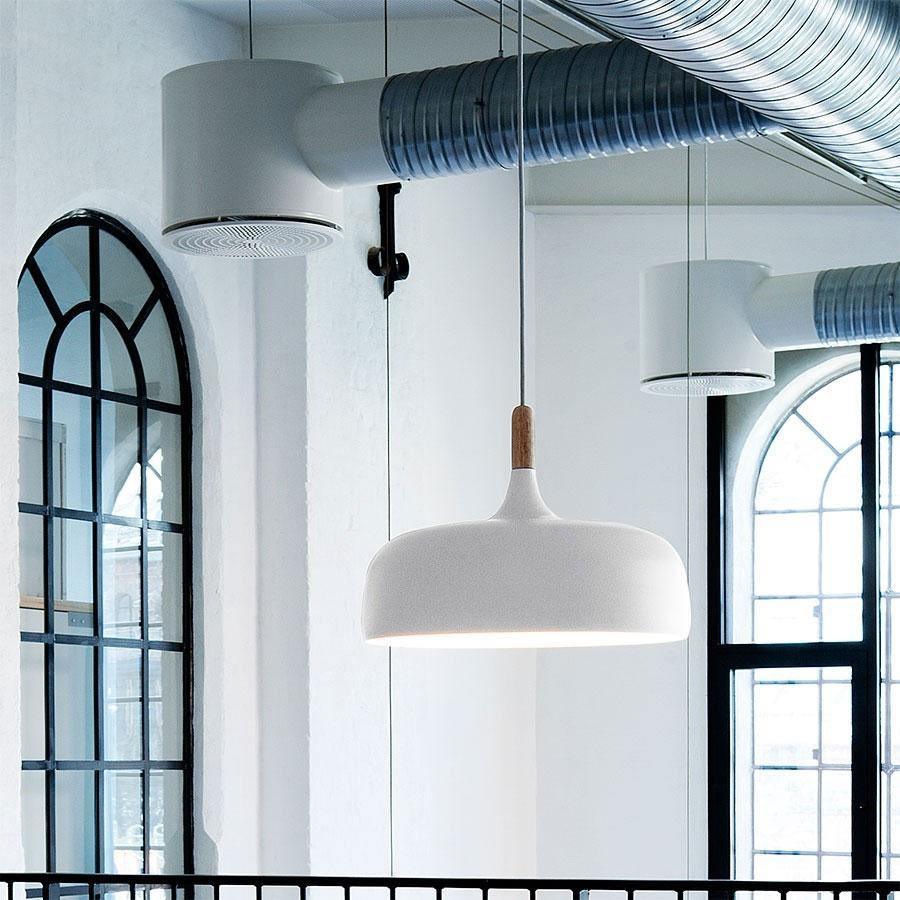 Lustra Pendant Lamp White Shade Wood-Neutral Decor