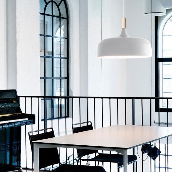 Lustra Pendant Lamp White Shade Wood-Neutral Decor