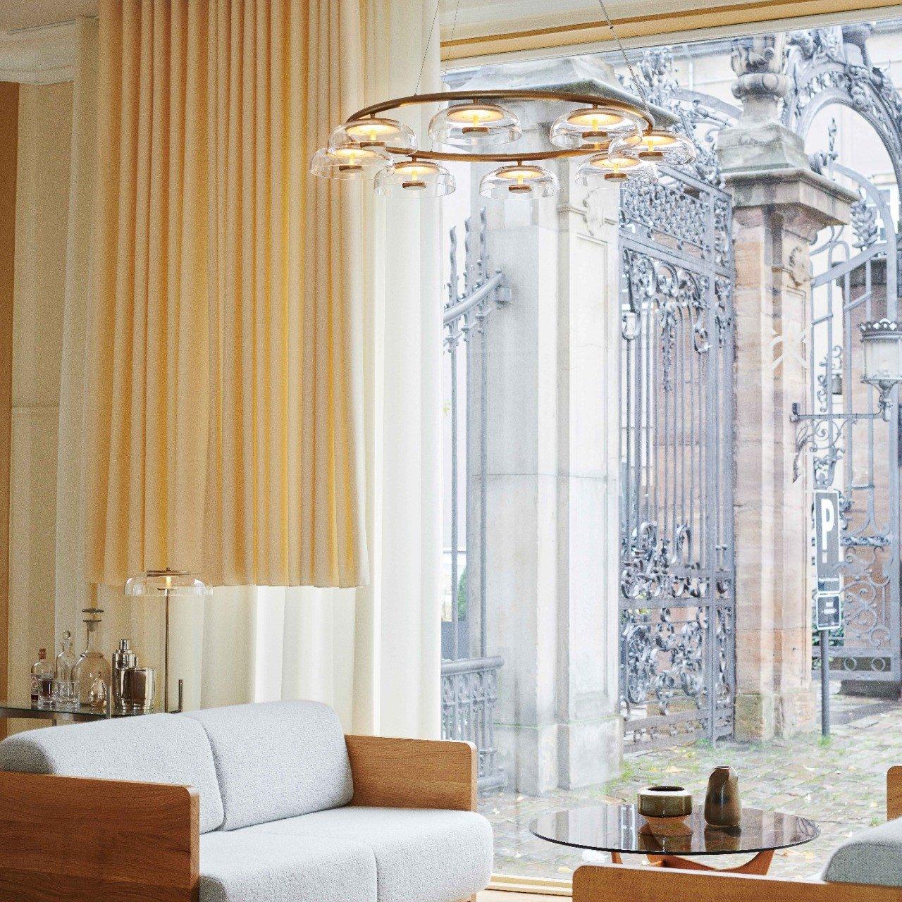 Aethera Circular Glass Chandelier-Neutral Decor