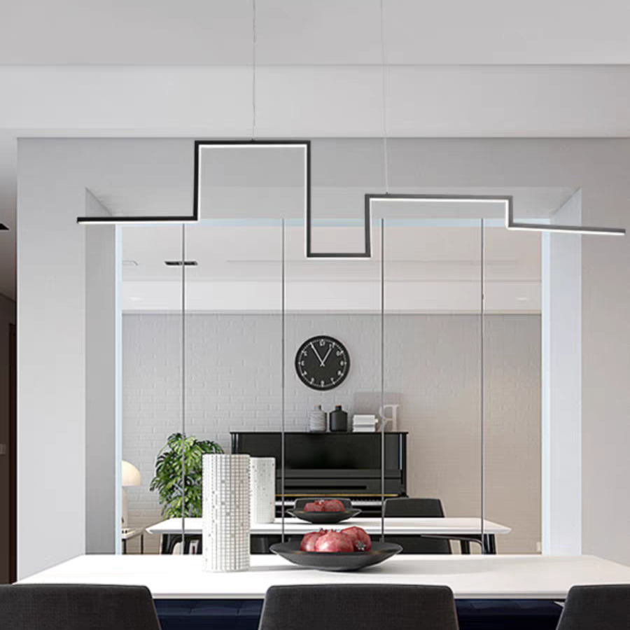 Arisha Designer Linear Metal Pendant Light, Black/Gold - Neutral Decor