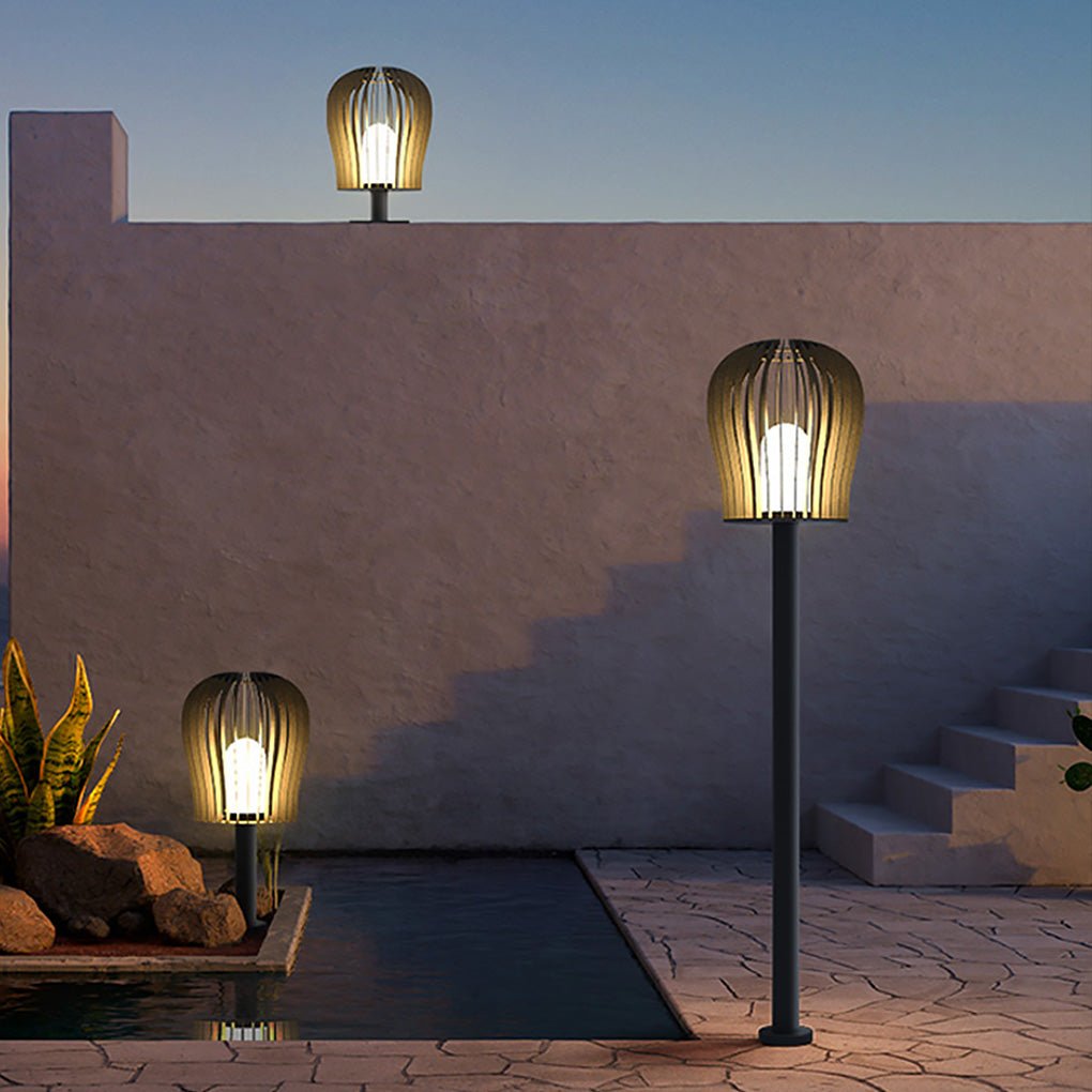Lynnm Sophisticated LED Cage Steel Outdoor Post Lamp