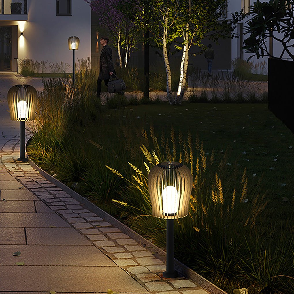 Lynnm Sophisticated LED Cage Steel Outdoor Post Lamp