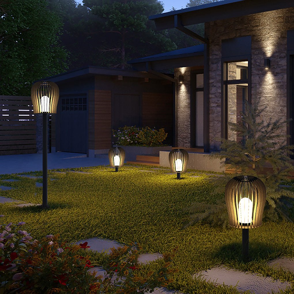 Lynnm Sophisticated LED Cage Steel Outdoor Post Lamp