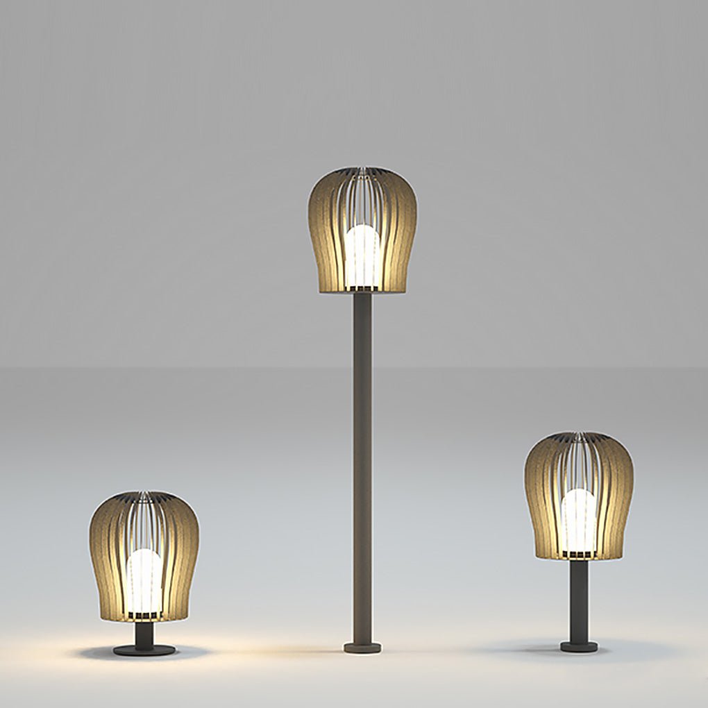 Lynnm Sophisticated LED Cage Steel Outdoor Post Lamp