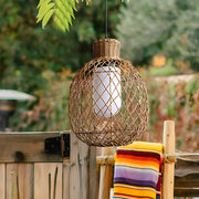 Julianay Rustic Modern Rattan Outdoor Pendant Lantern Lights