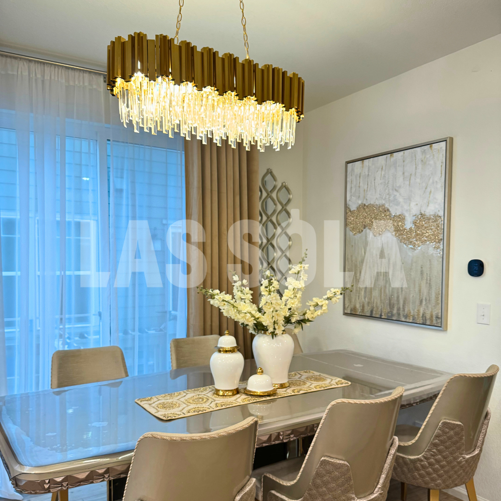 Kristy Nordic Postmodern Luxury Gold Crystal Chandelier for Dining Room & Living Room - Neutral Decor