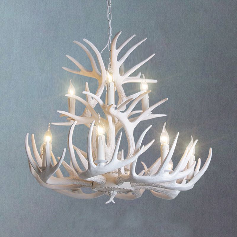 Silva Rustic Antler Metal/Resin Chandelier White Dining Room - Neutral Decor