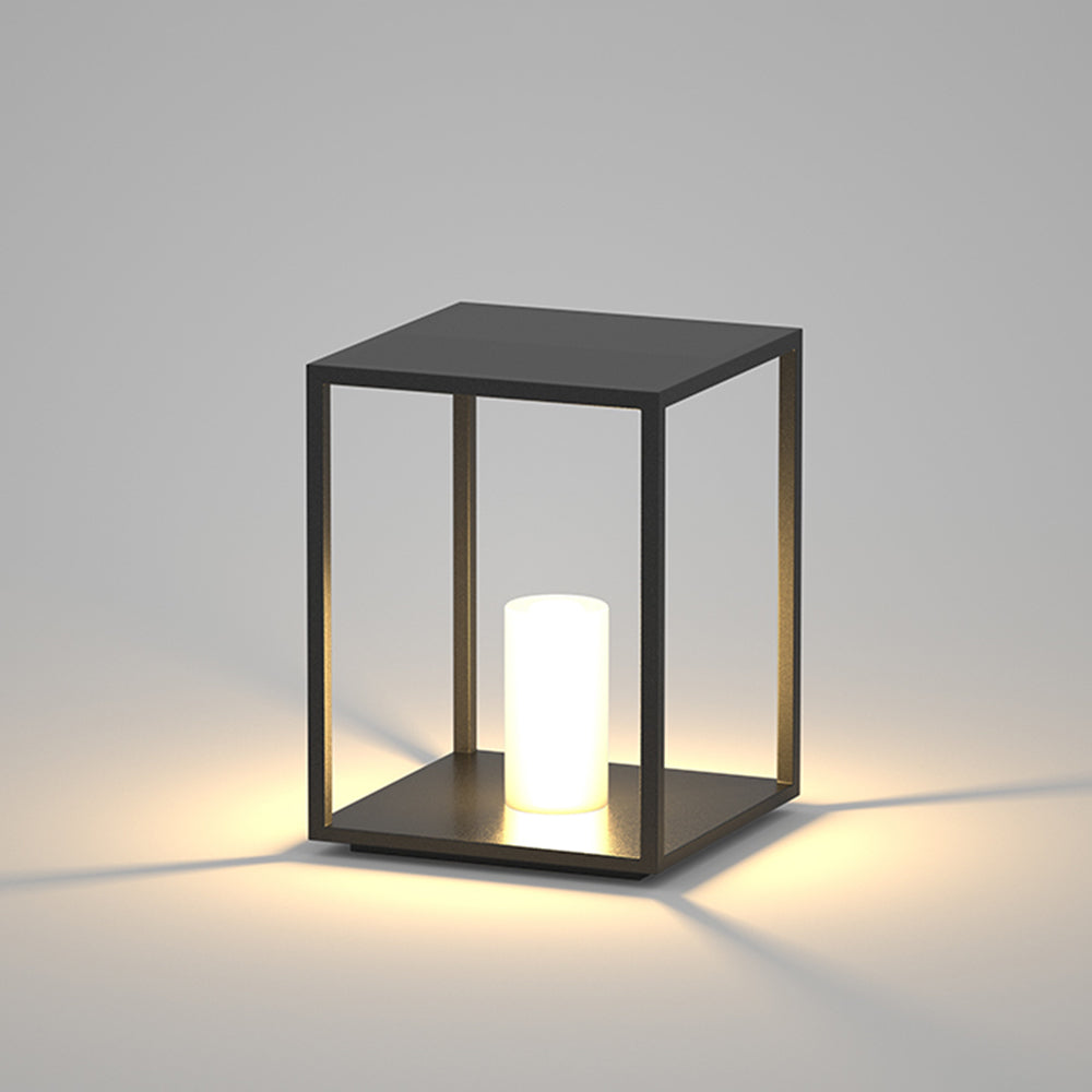 Ray Minimalist Rectangular Metal Solar Outdoor Ground Lamp - Neutral Decor