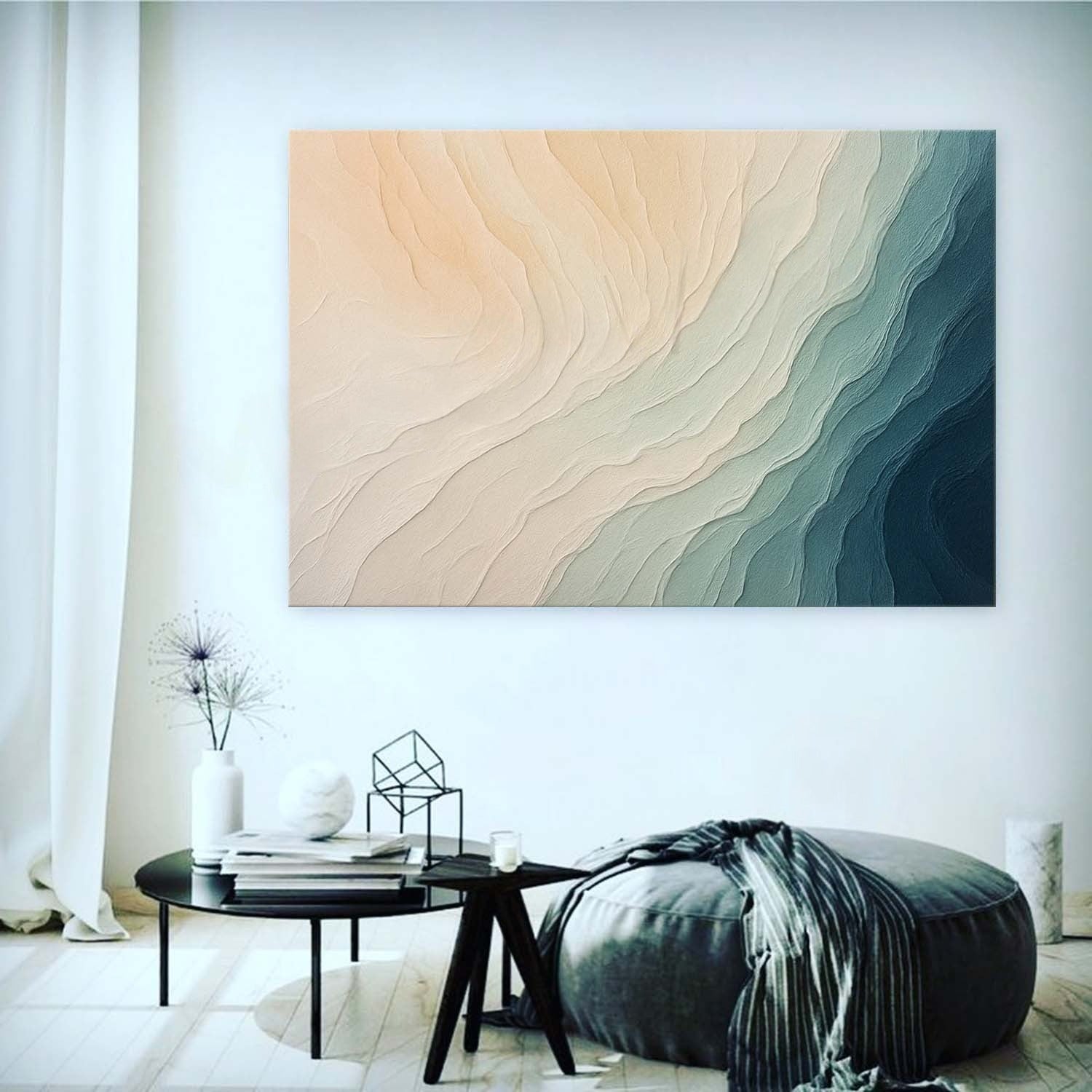Wall Art Textured Gradient Wave Pattern - Neutralighting