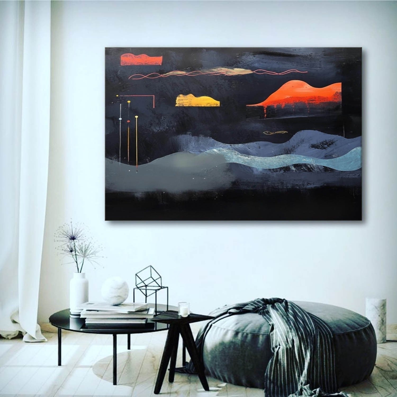 Wall Art Dramatic Textured Layered Dark - Neutralighting