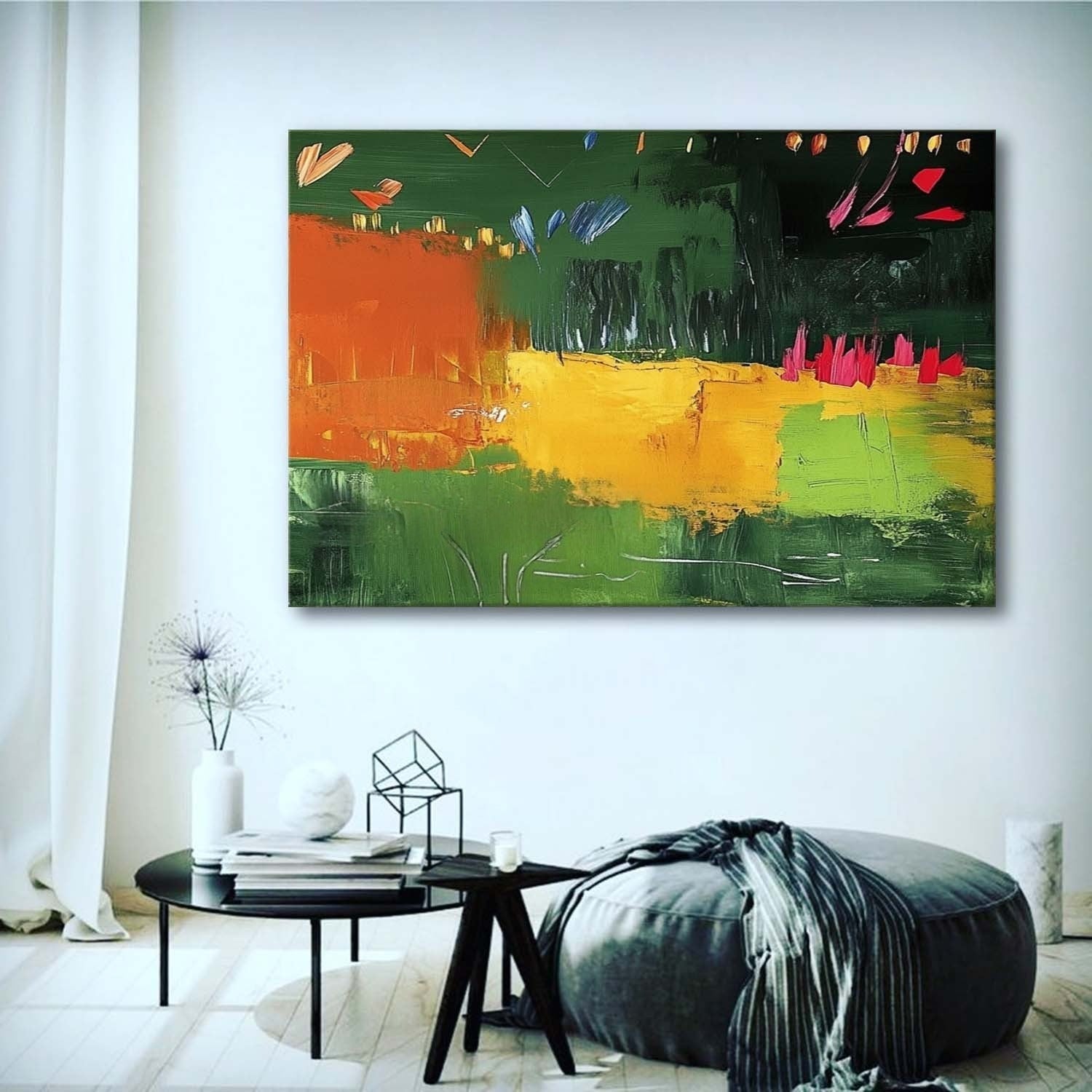 Wall Art Energetic Textured Bold Green - Neutralighting