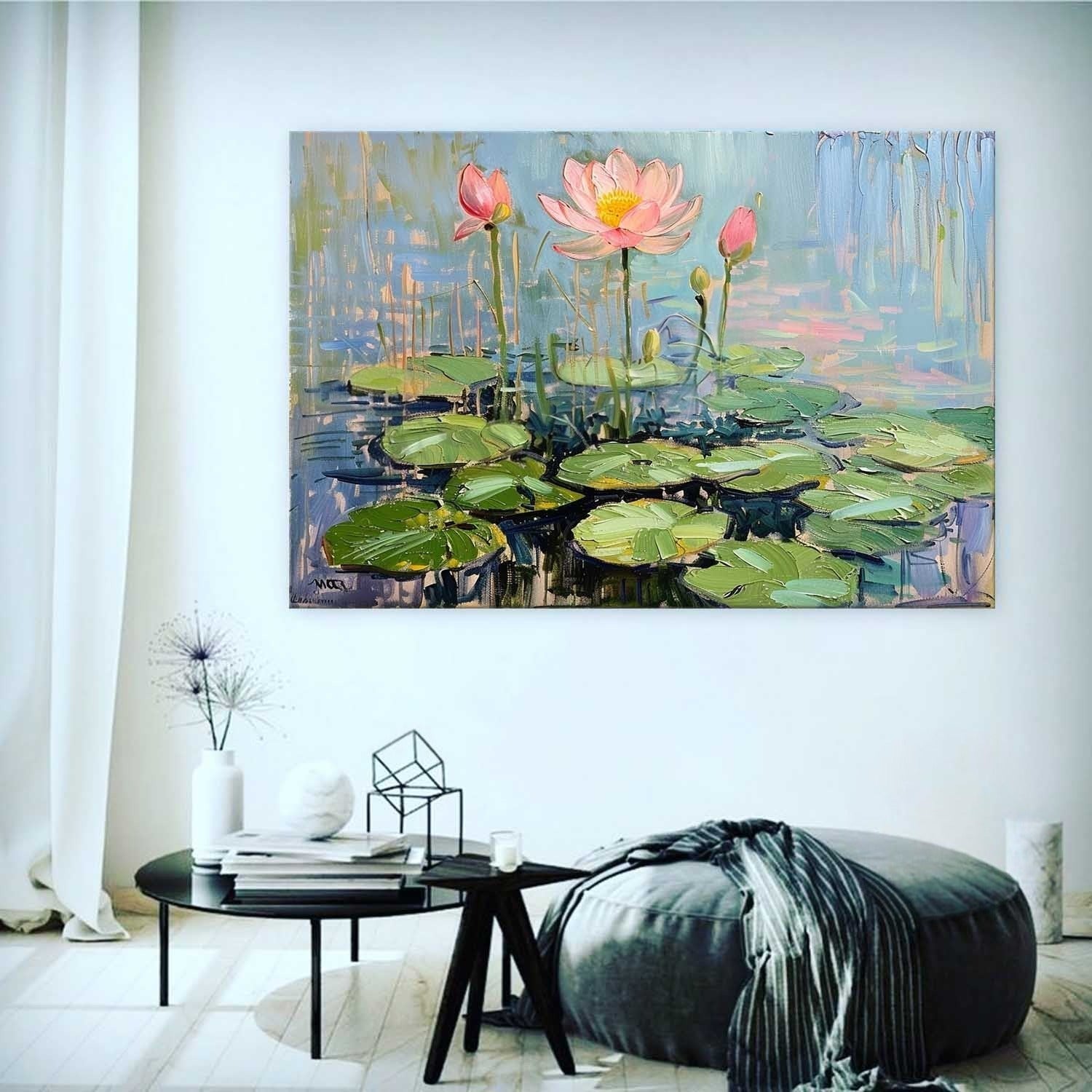 Wall Art Horizontal Blooming Lotus Pond - Neutralighting
