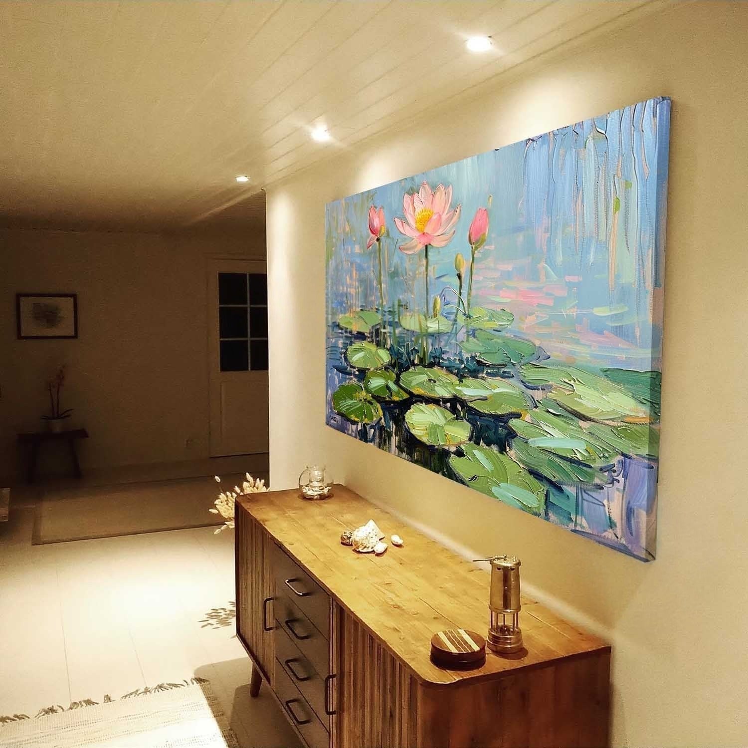 Wall Art Horizontal Blooming Lotus Pond - Neutralighting