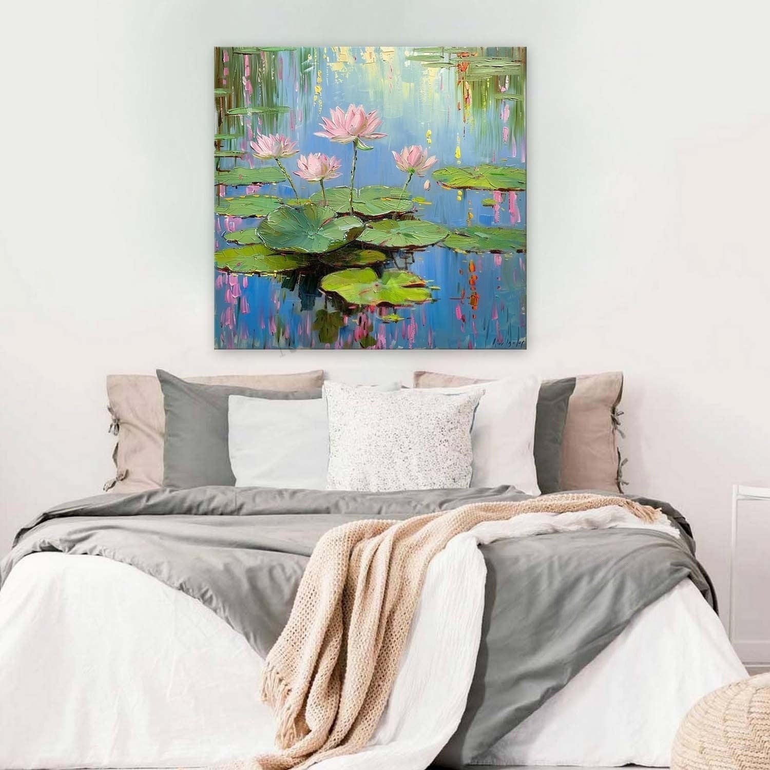 Wall Art Serene Pink Water Lilies Pond - Neutralighting