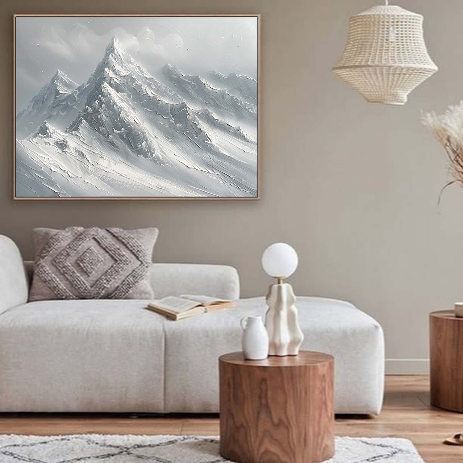 Wall Art Horizontal Monochrome Plaster - Neutralighting