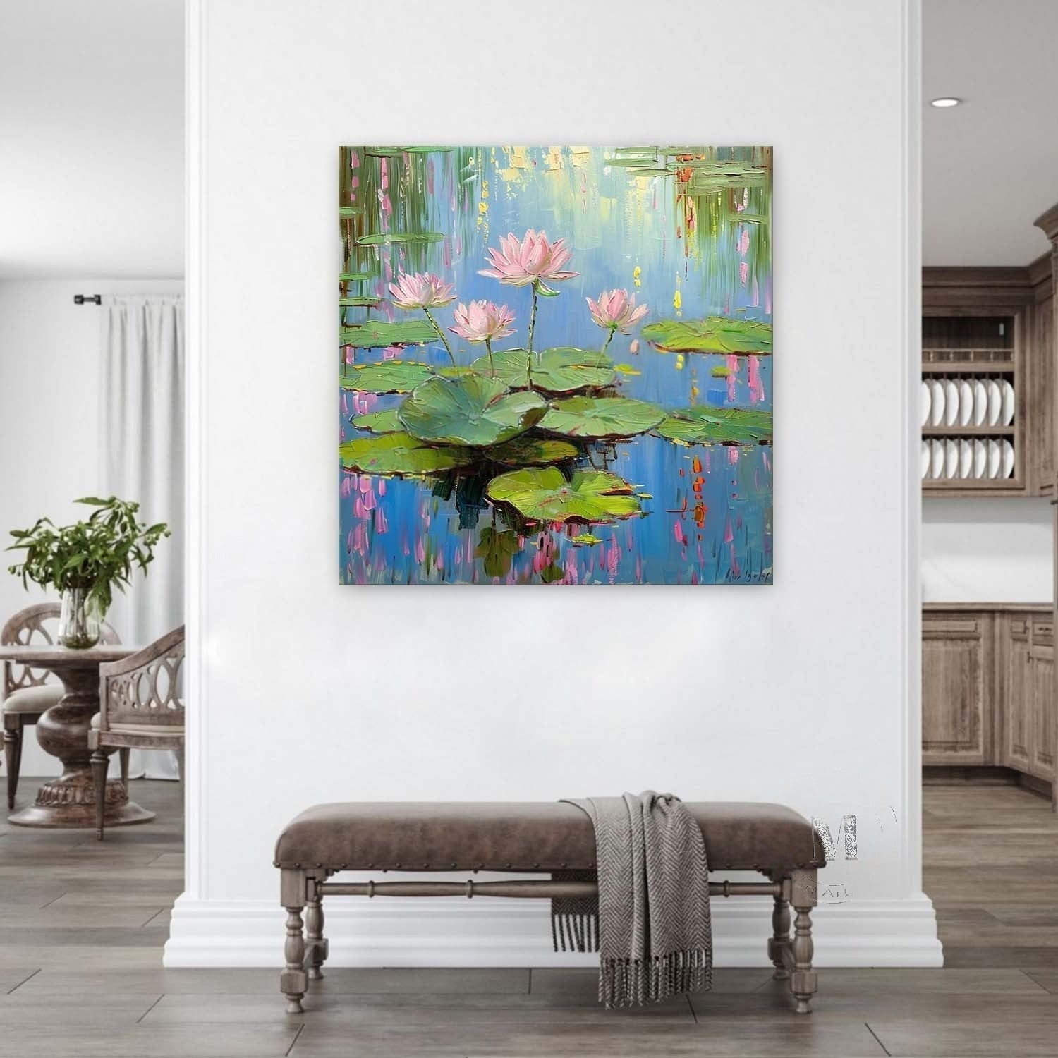 Wall Art Serene Pink Water Lilies Pond - Neutralighting
