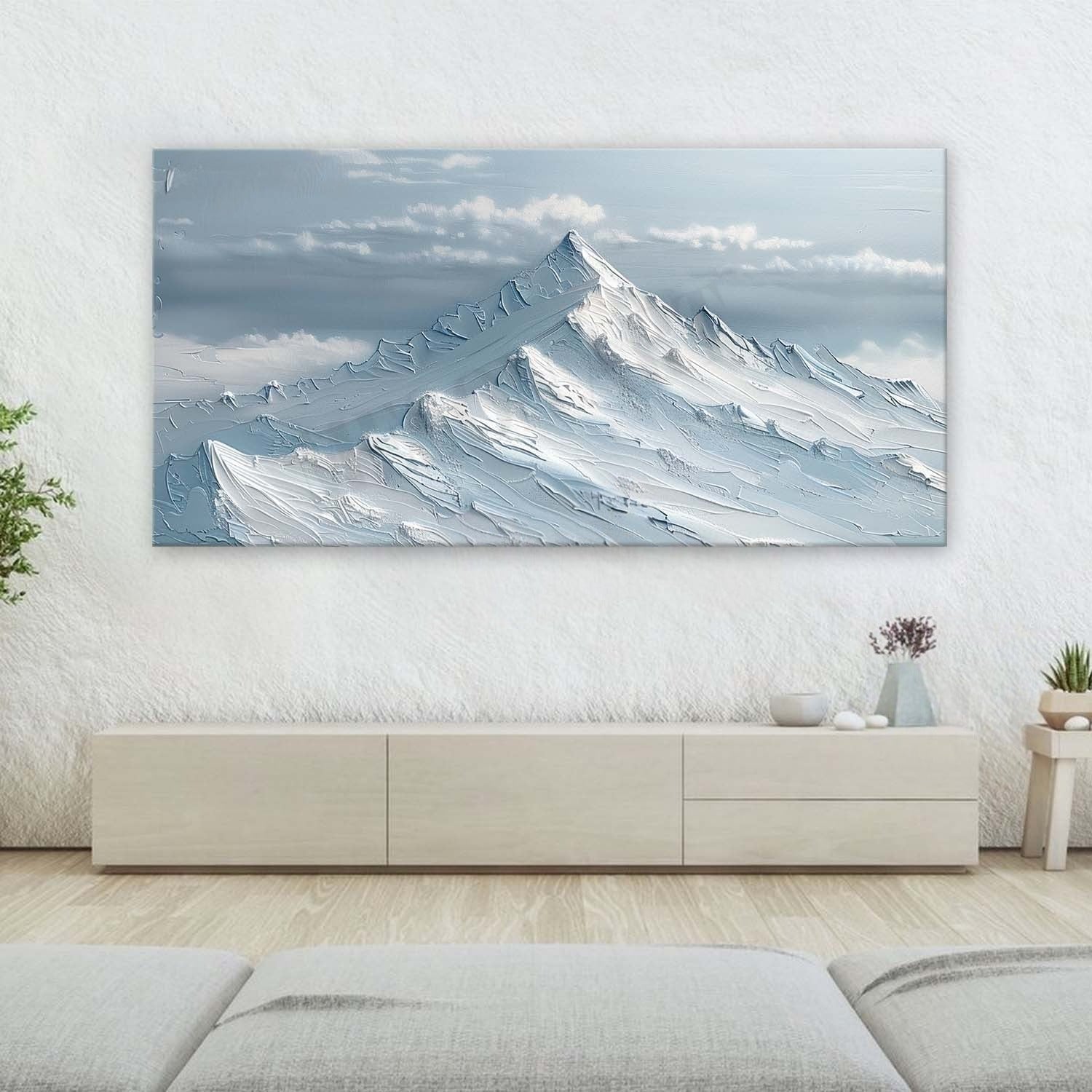 Wall Art Horizontal Impasto Snow Mountain - Neutralighting