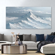 Wall Art Horizontal Impasto Snow Mountain - Neutralighting