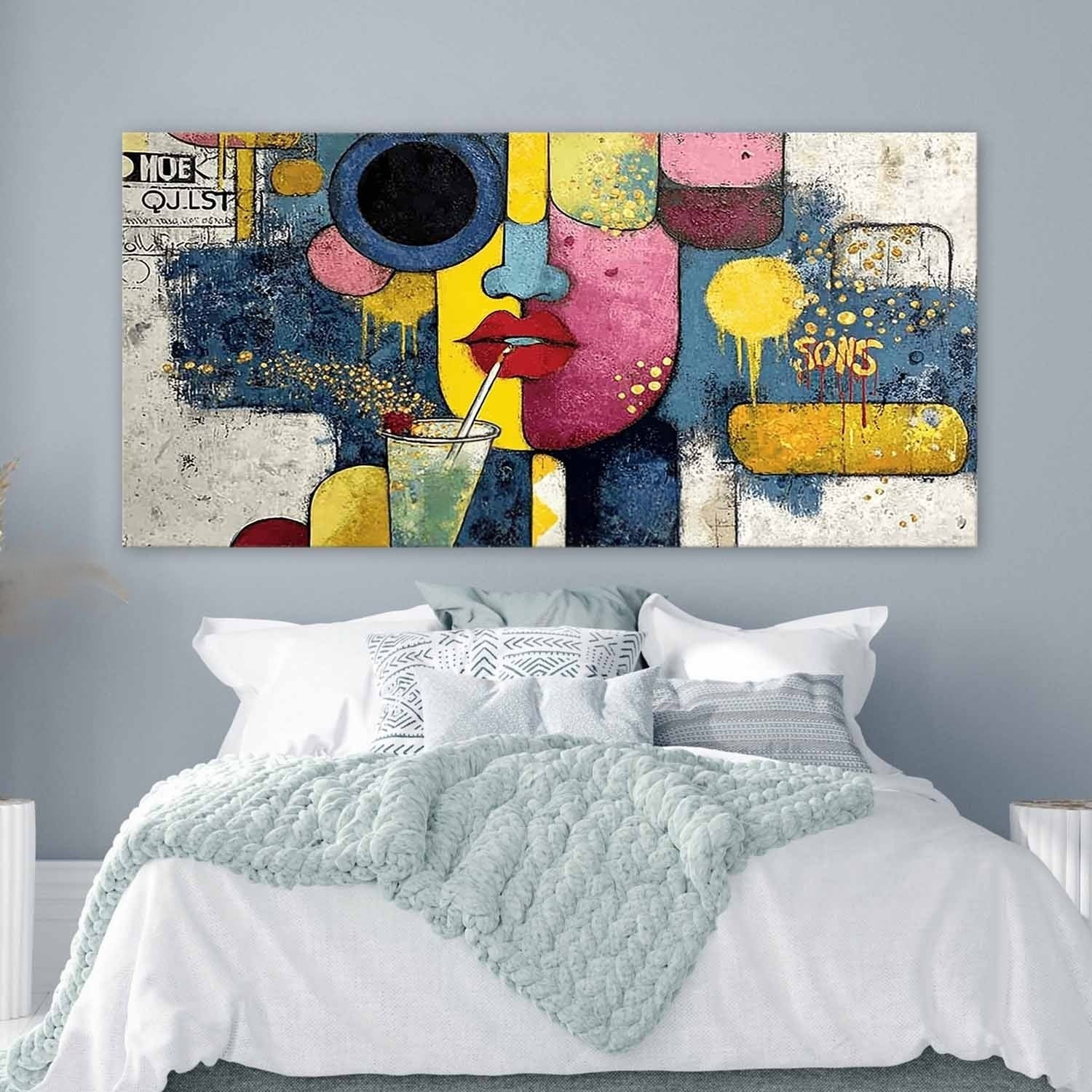 Pop Art Abstract Face & Cocktail Painting - Neutralighting