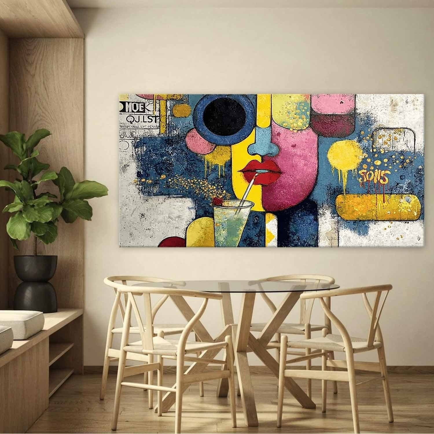 Pop Art Abstract Face & Cocktail Painting - Neutralighting