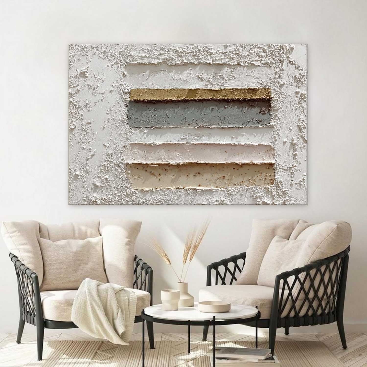 Wabi-Sabi Layered Horizontal Painting - Neutralighting