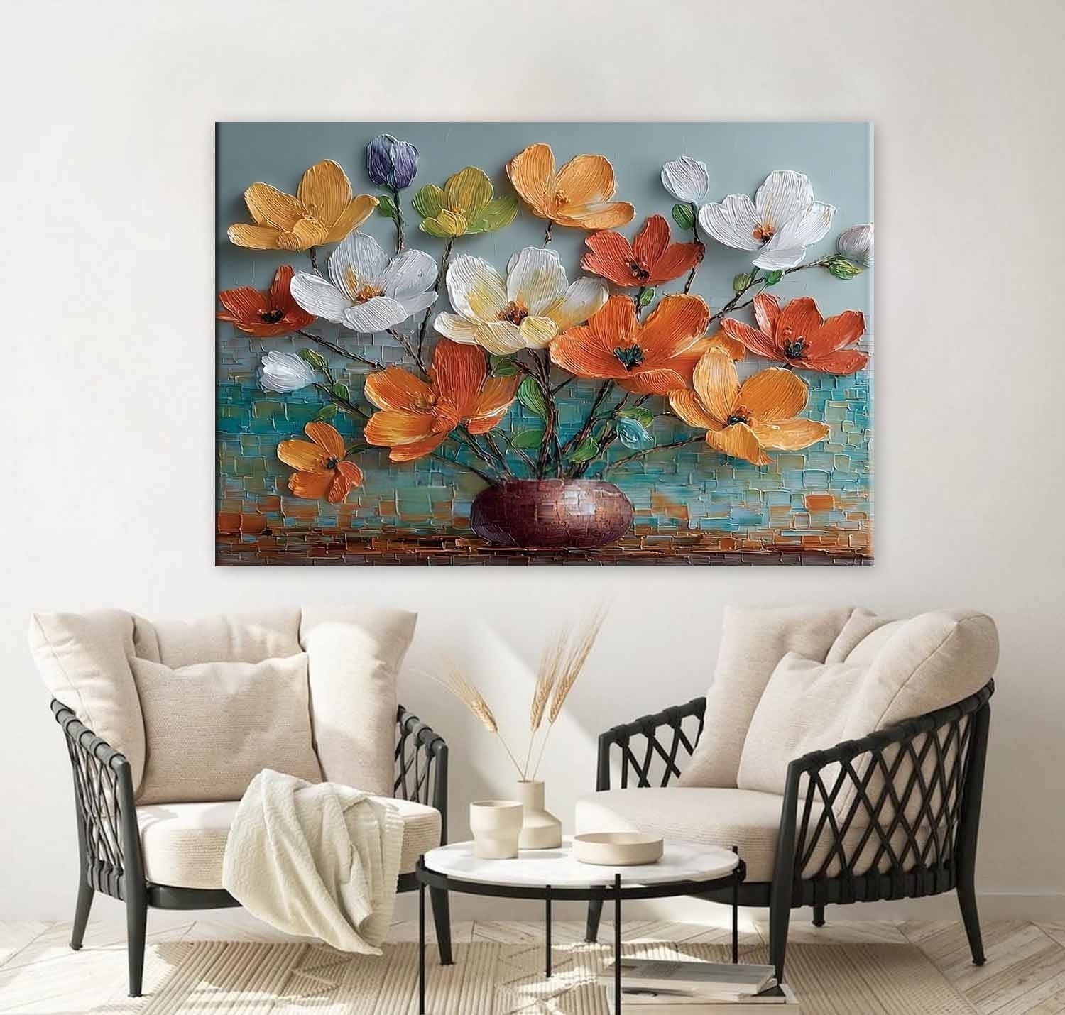 Vibrant Floral Bouquet 3D Impasto Painting - Neutralighting