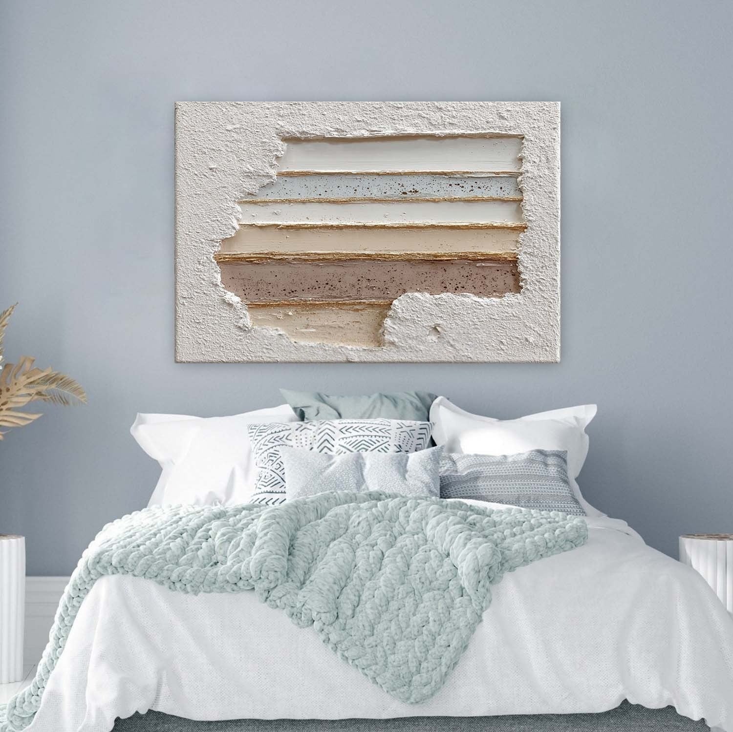 Wall Art Panoramic Textured Abstract Layered Scene Soft Neutral - Neutralighting