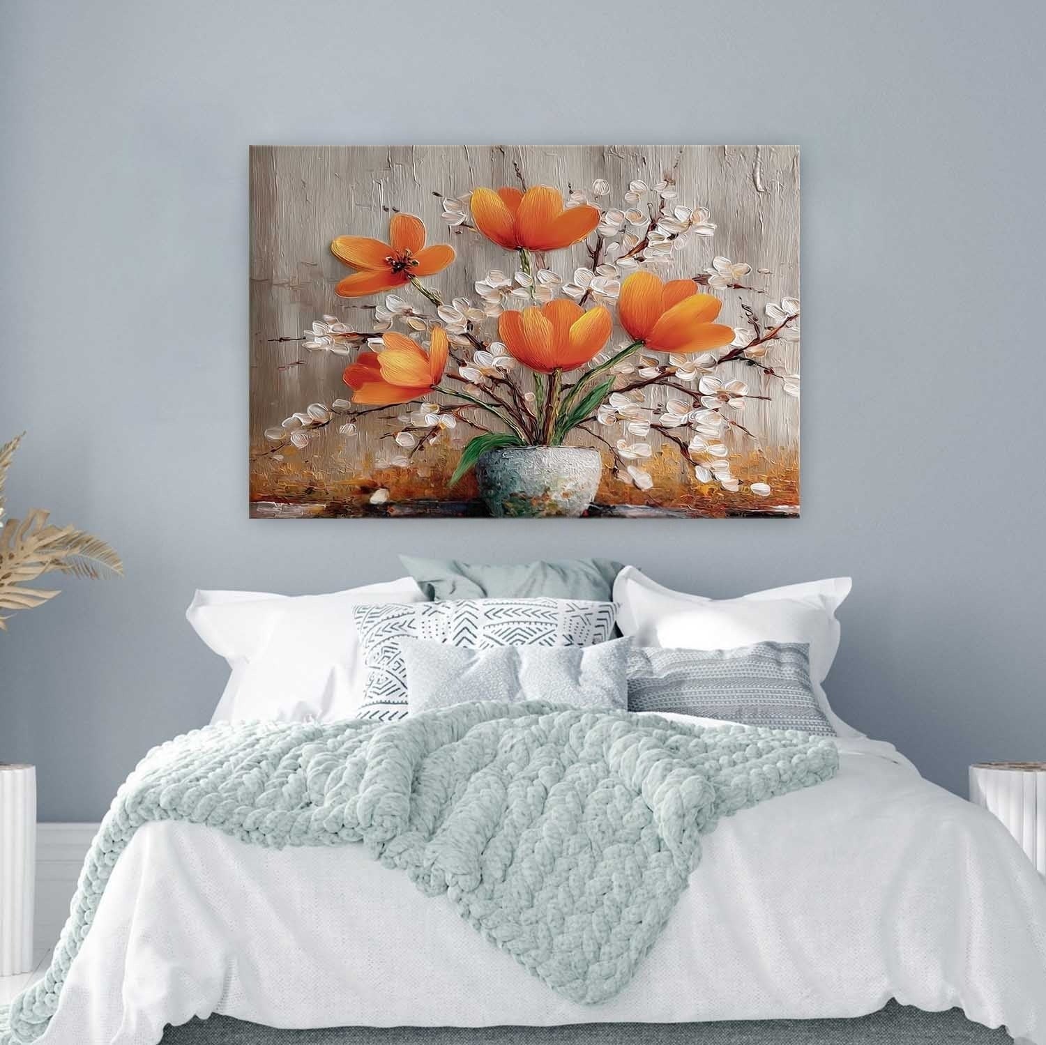 Wall Art Orange Tulip White Blossom Still Life - Neutralighting