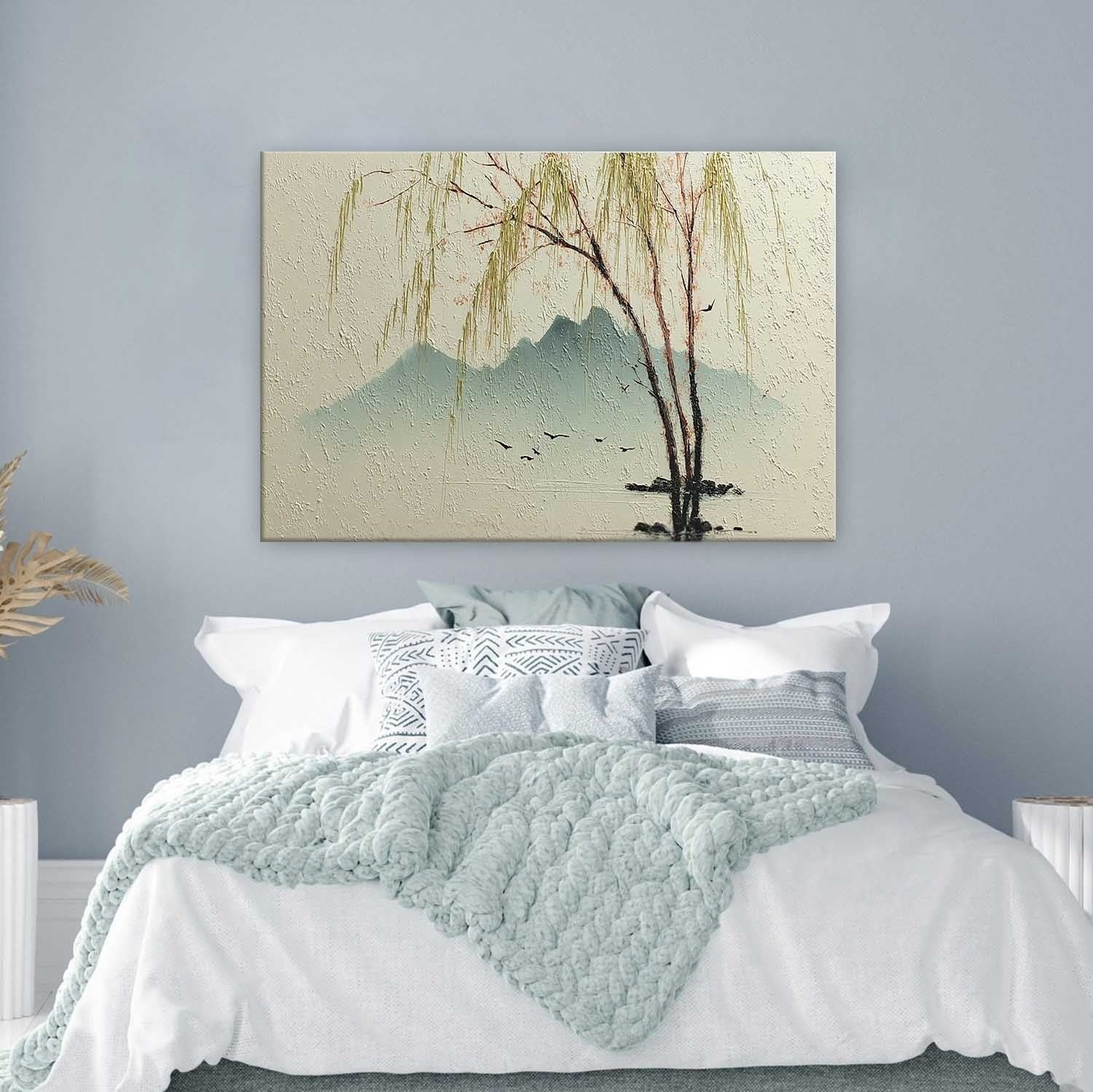 Wall Art Chinese Willow Mountain Landscape - Neutralighting