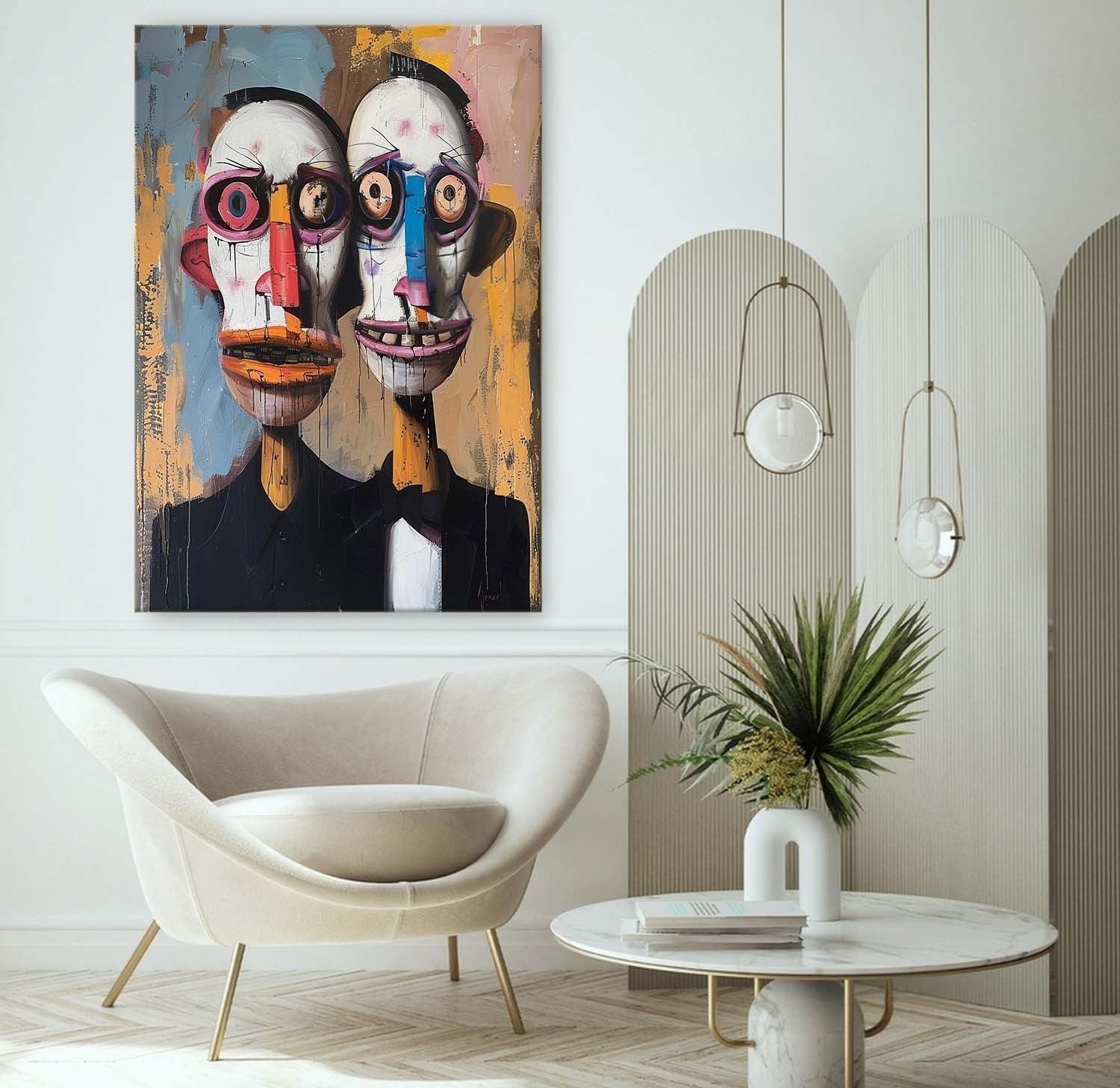Wall Art Vertical Abstract Expressionist - Neutralighting