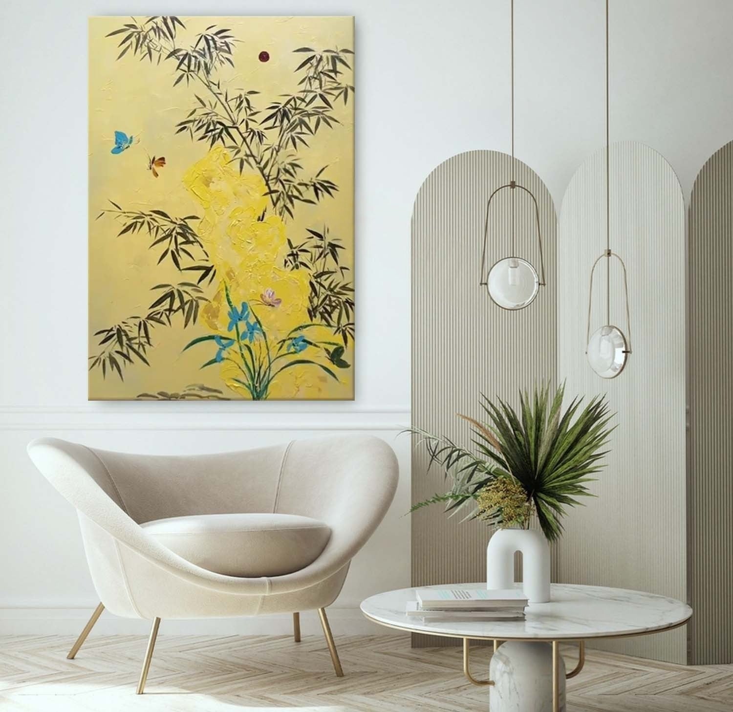 Wall Art Oriental Bamboo Butterfly - Neutralighting