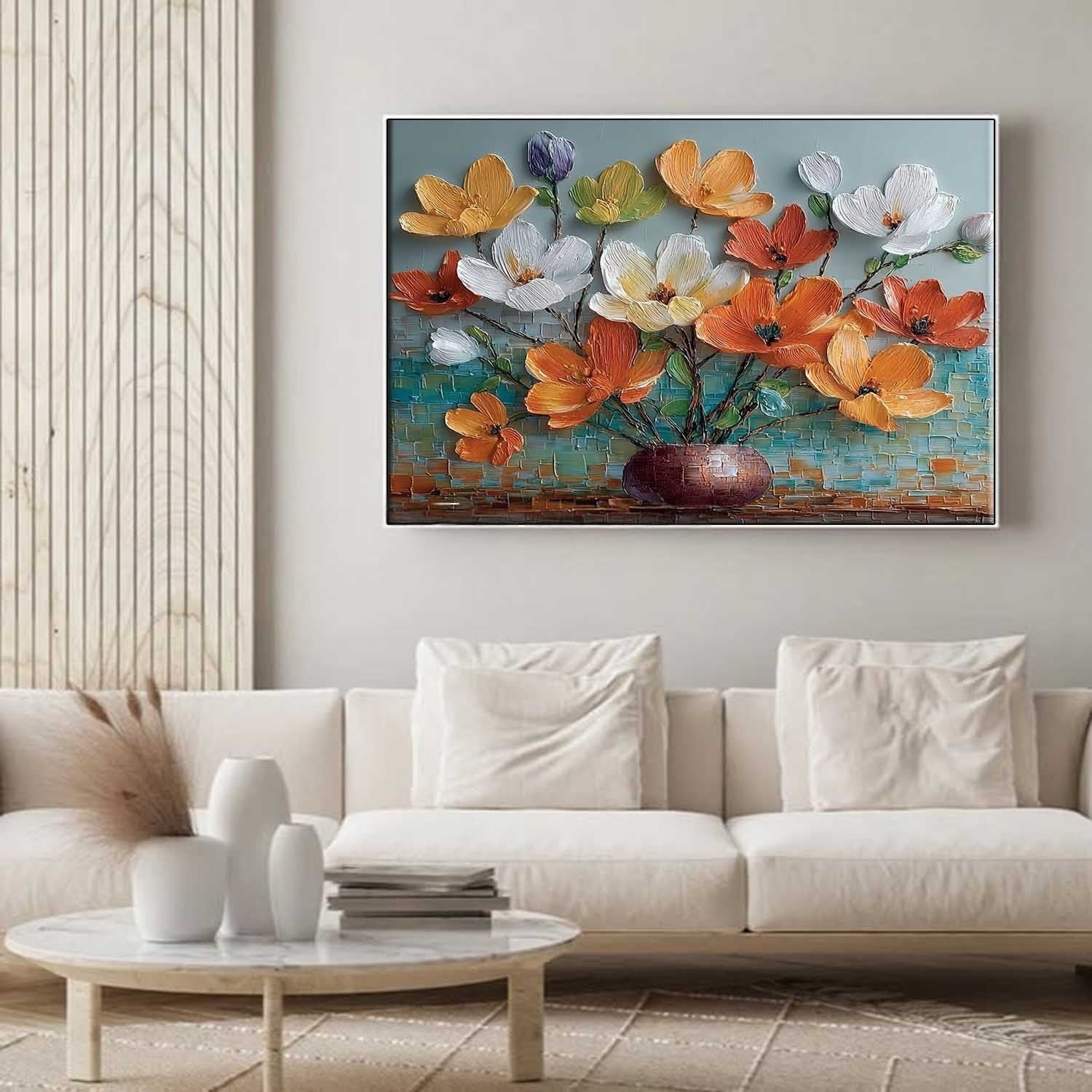 Vibrant Floral Bouquet 3D Impasto Painting - Neutralighting