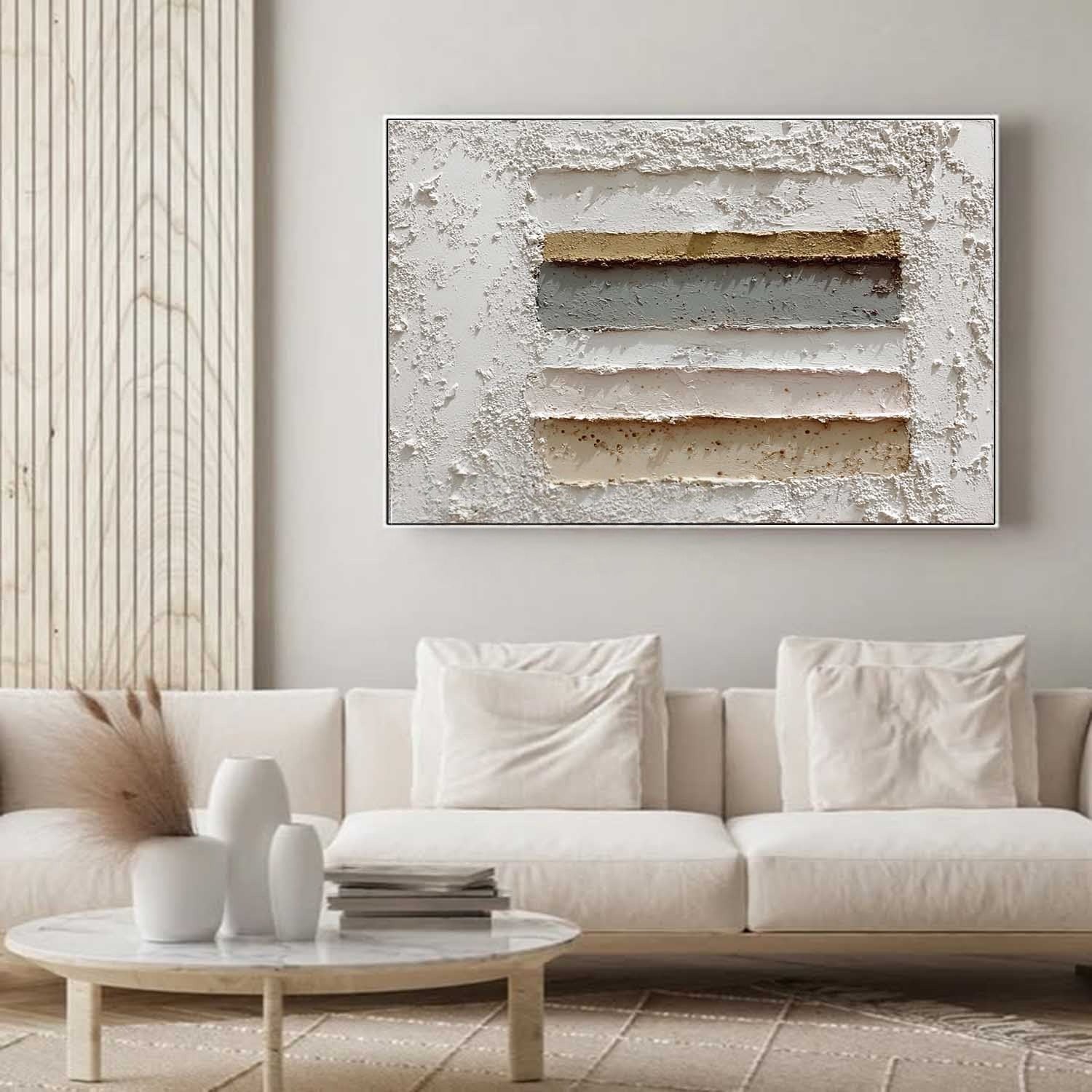 Wabi-Sabi Layered Horizontal Painting - Neutralighting