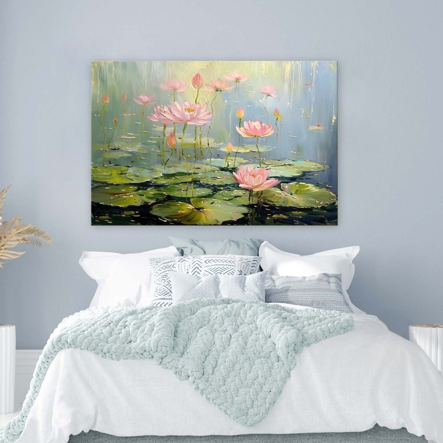 Wall Art Horizontal Lotus Pond Painting - Neutralighting