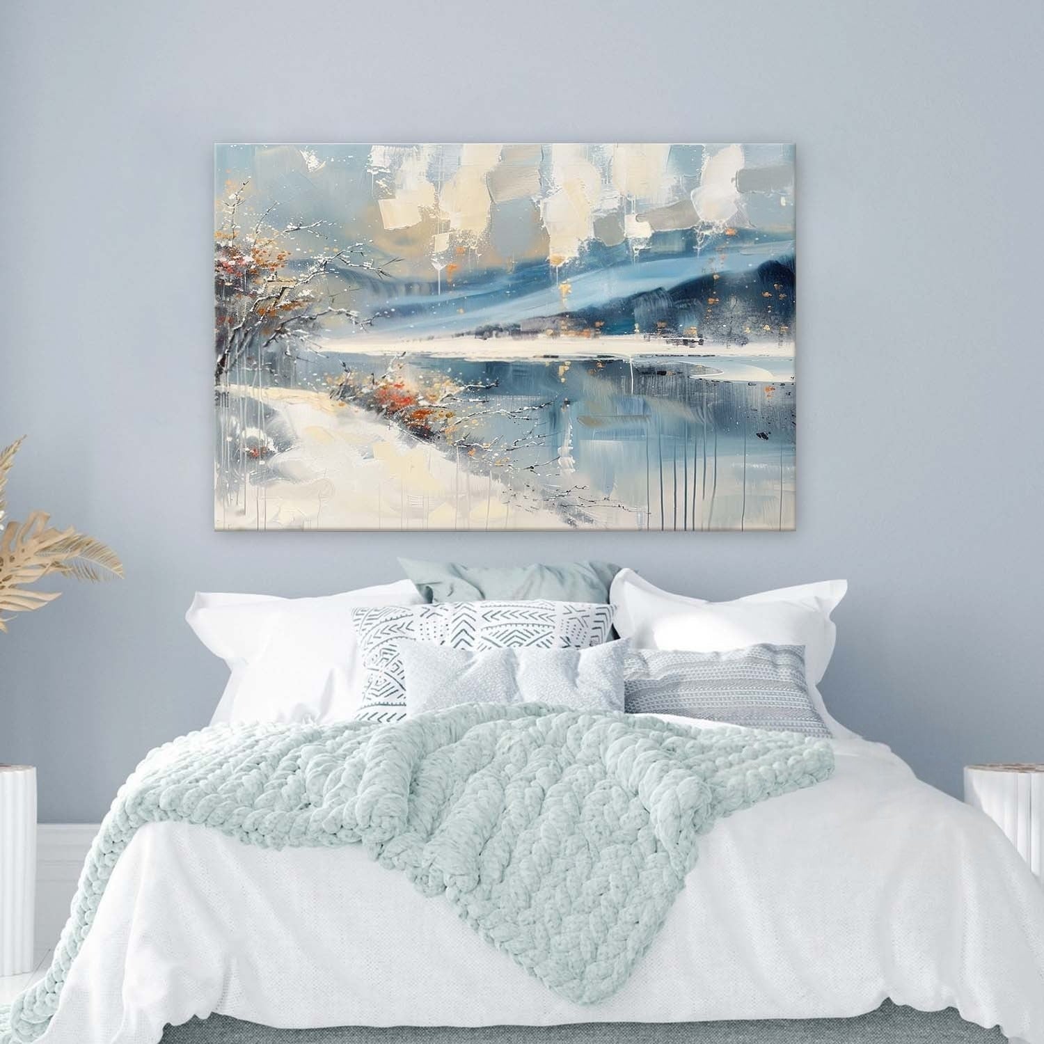 Wall Art Horizontal Abstract Winter Lakeside - Neutralighting