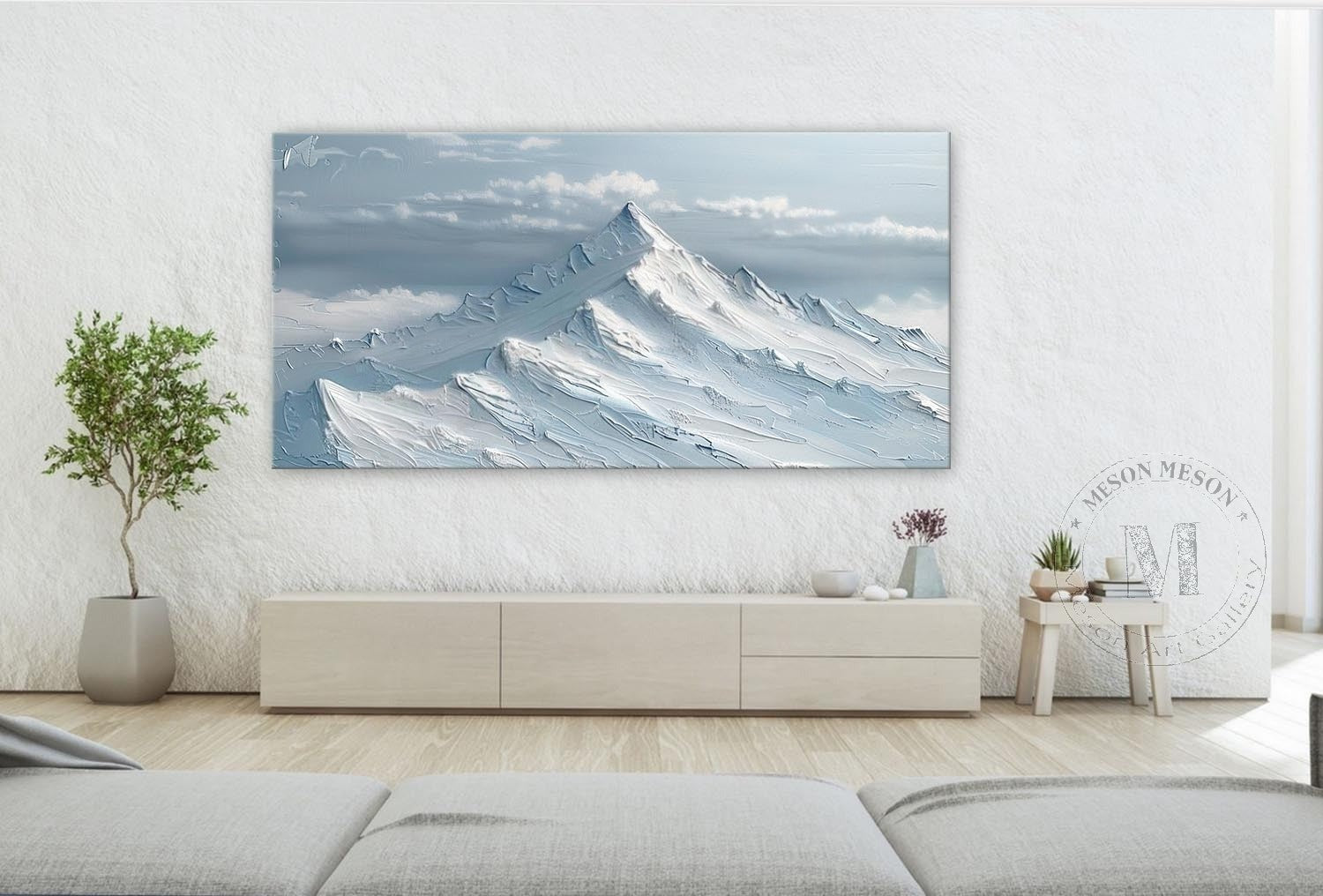 Wall Art Horizontal Impasto Snow Mountain - Neutralighting