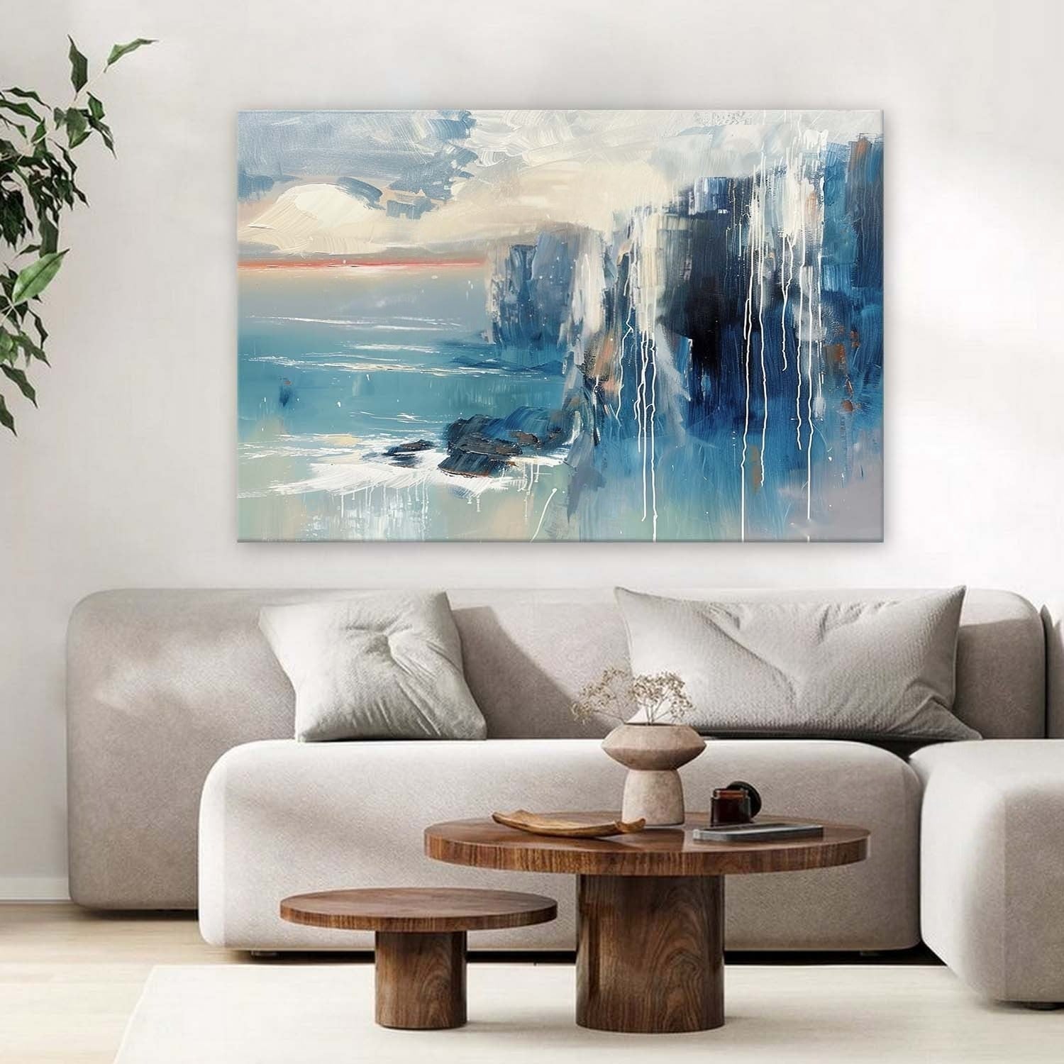 Wall Art Horizontal Abstract Coastal Cliff - Neutralighting