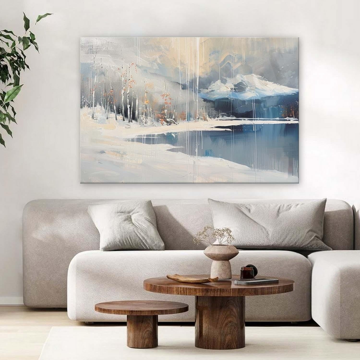 Wall Art Horizontal Winter Mountain Lake - Neutralighting