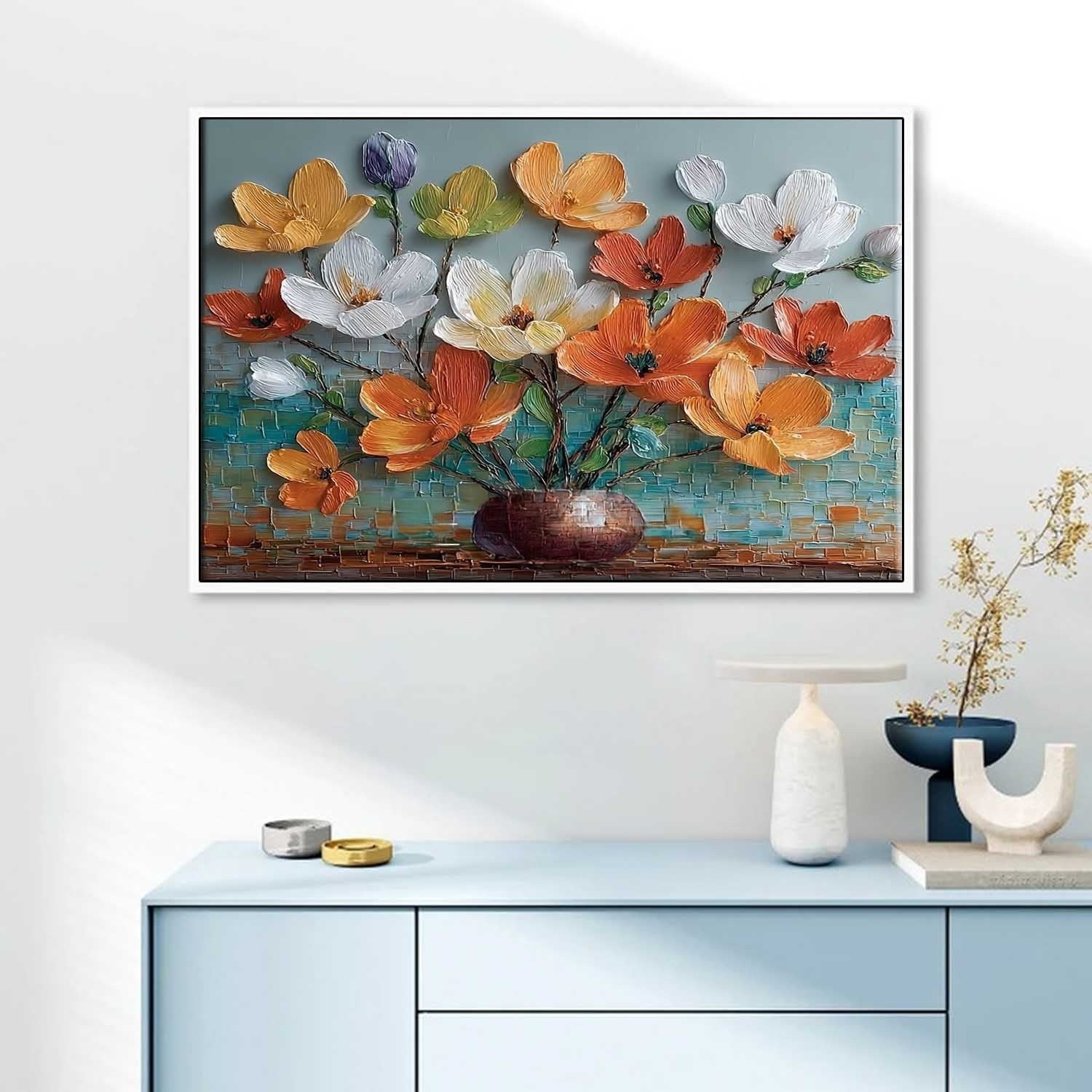 Vibrant Floral Bouquet 3D Impasto Painting - Neutralighting