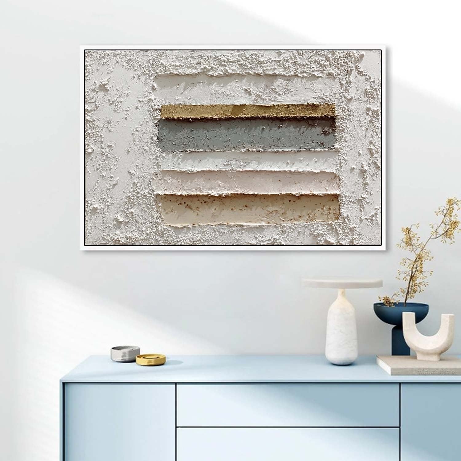 Wabi-Sabi Layered Horizontal Painting - Neutralighting