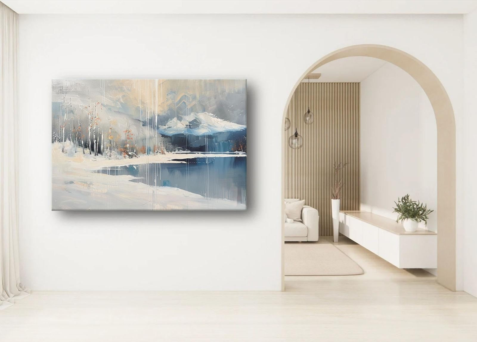 Wall Art Horizontal Winter Mountain Lake - Neutralighting
