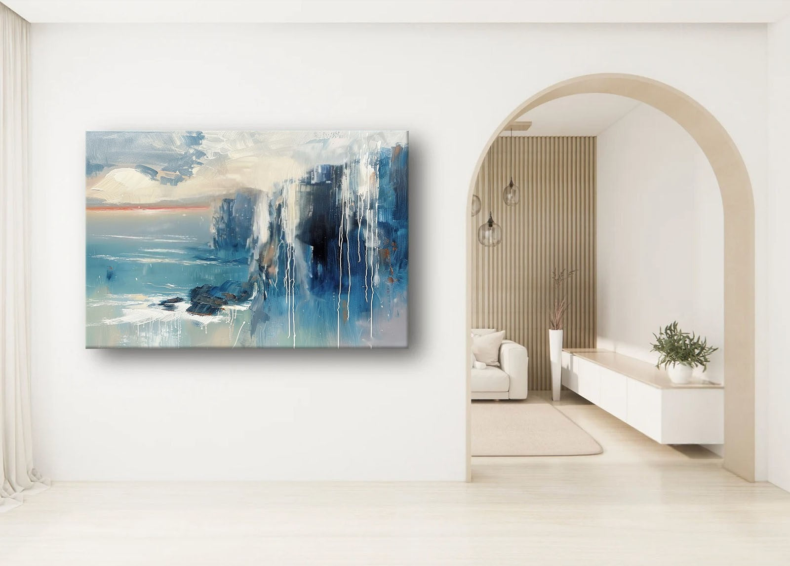 Wall Art Horizontal Abstract Coastal Cliff - Neutralighting