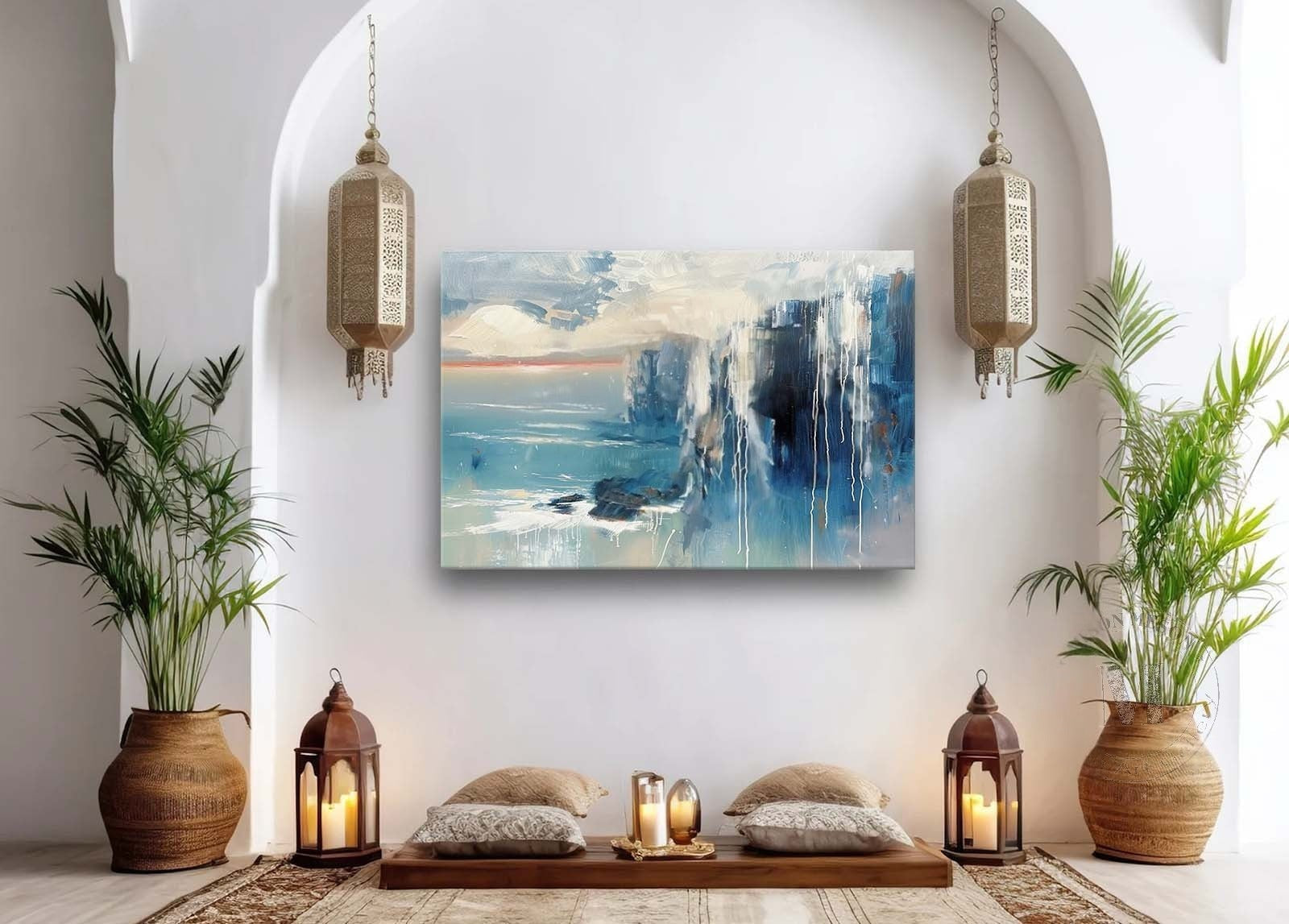 Wall Art Horizontal Abstract Coastal Cliff - Neutralighting